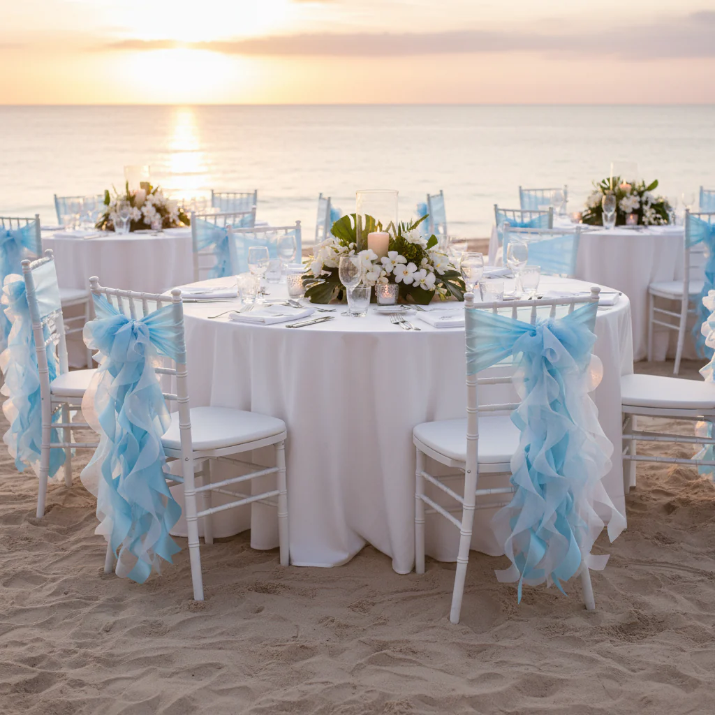 Curly Willow Chair Sash - Baby Blue - Image 6
