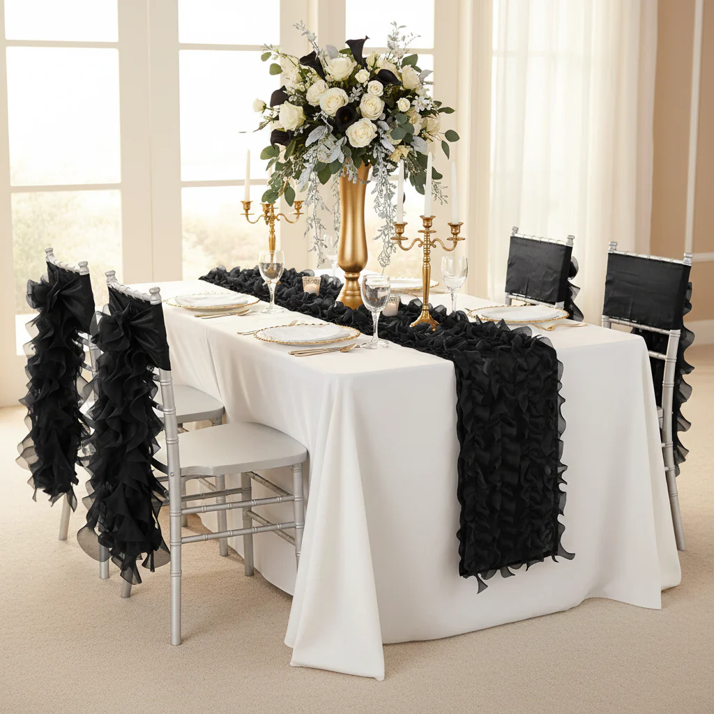 Curly Willow Chair Sash - Black - Image 2