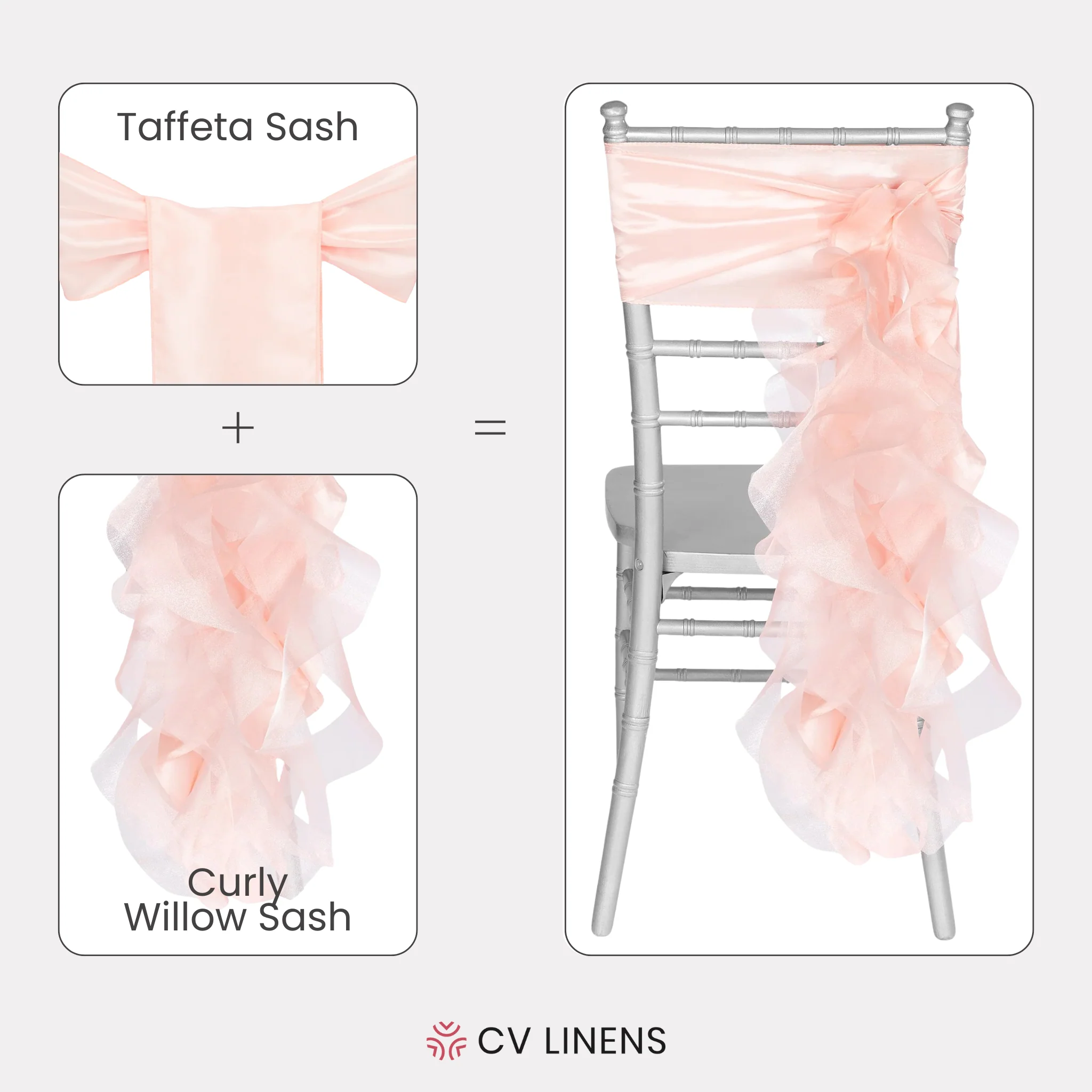 Curly Willow Chair Sash - Blush/Rose Gold - Image 4