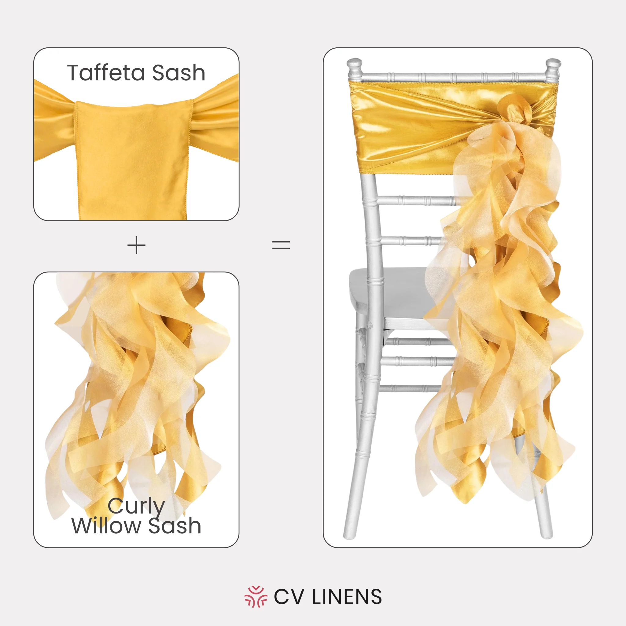 Curly Willow Chair Sash - Bright Gold - Image 3