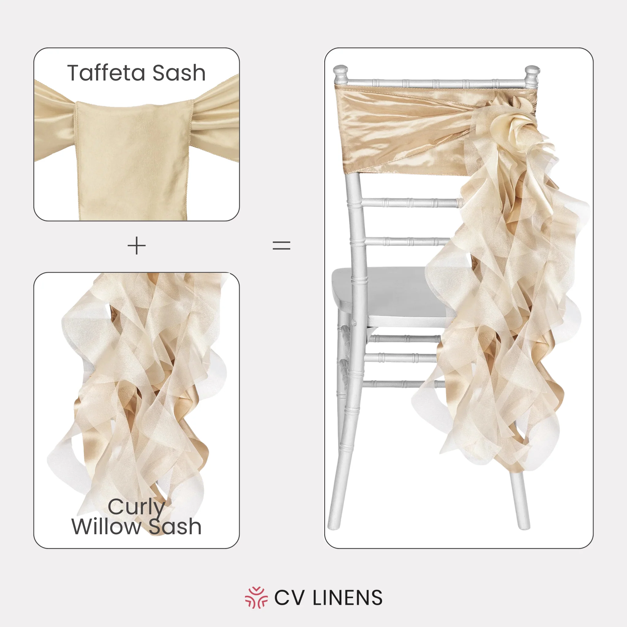 Curly Willow Chair Sash - Champagne - Image 3