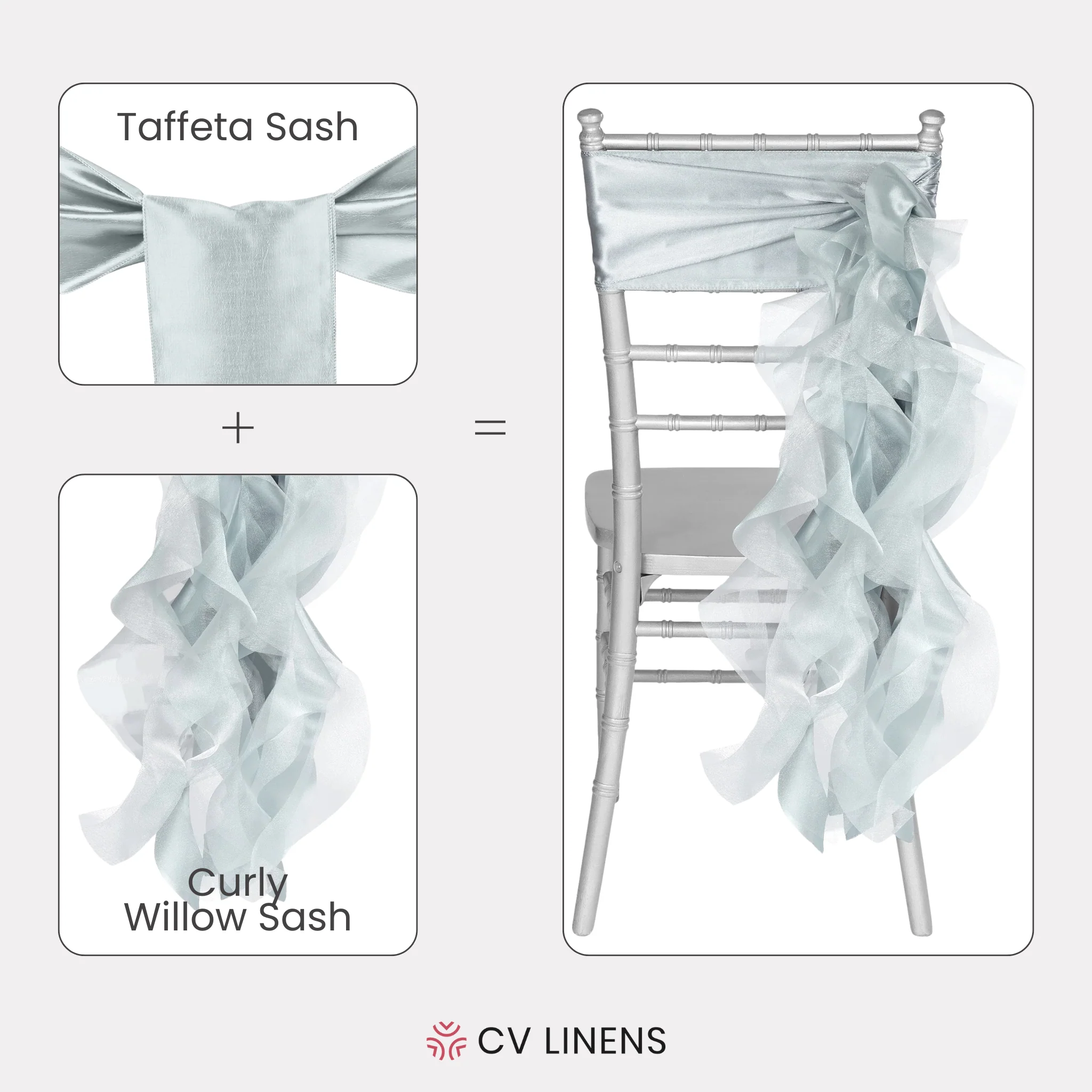 Curly Willow Chair Sash - Dusty Blue - Image 3