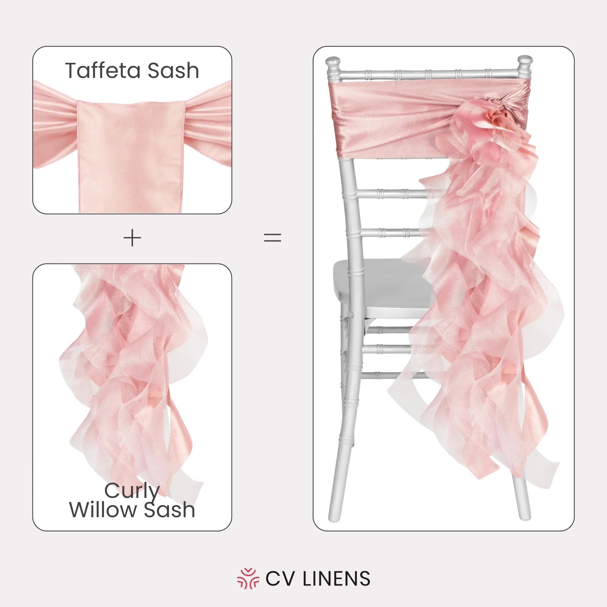 Curly Willow Chair Sash - Dusty Rose/Mauve - Image 3