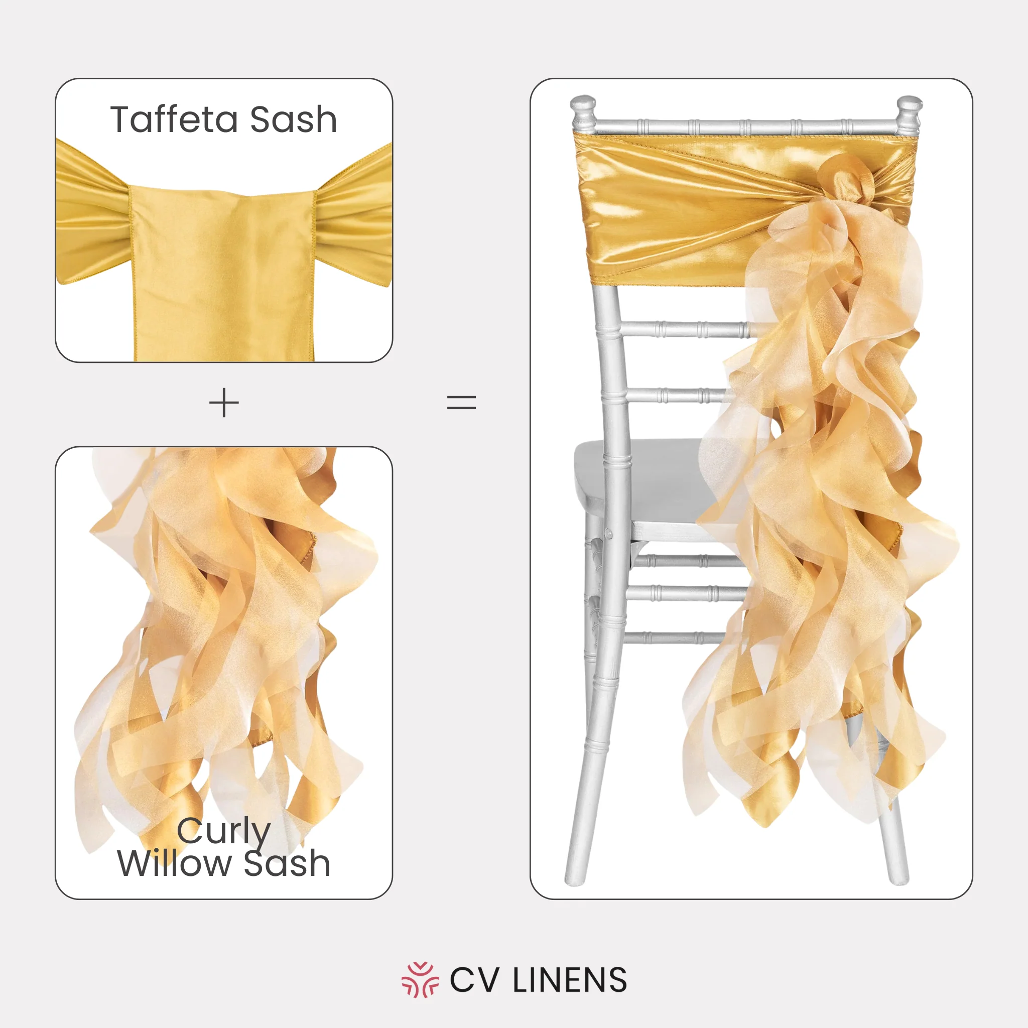 Curly Willow Chair Sash - Gold - Image 3