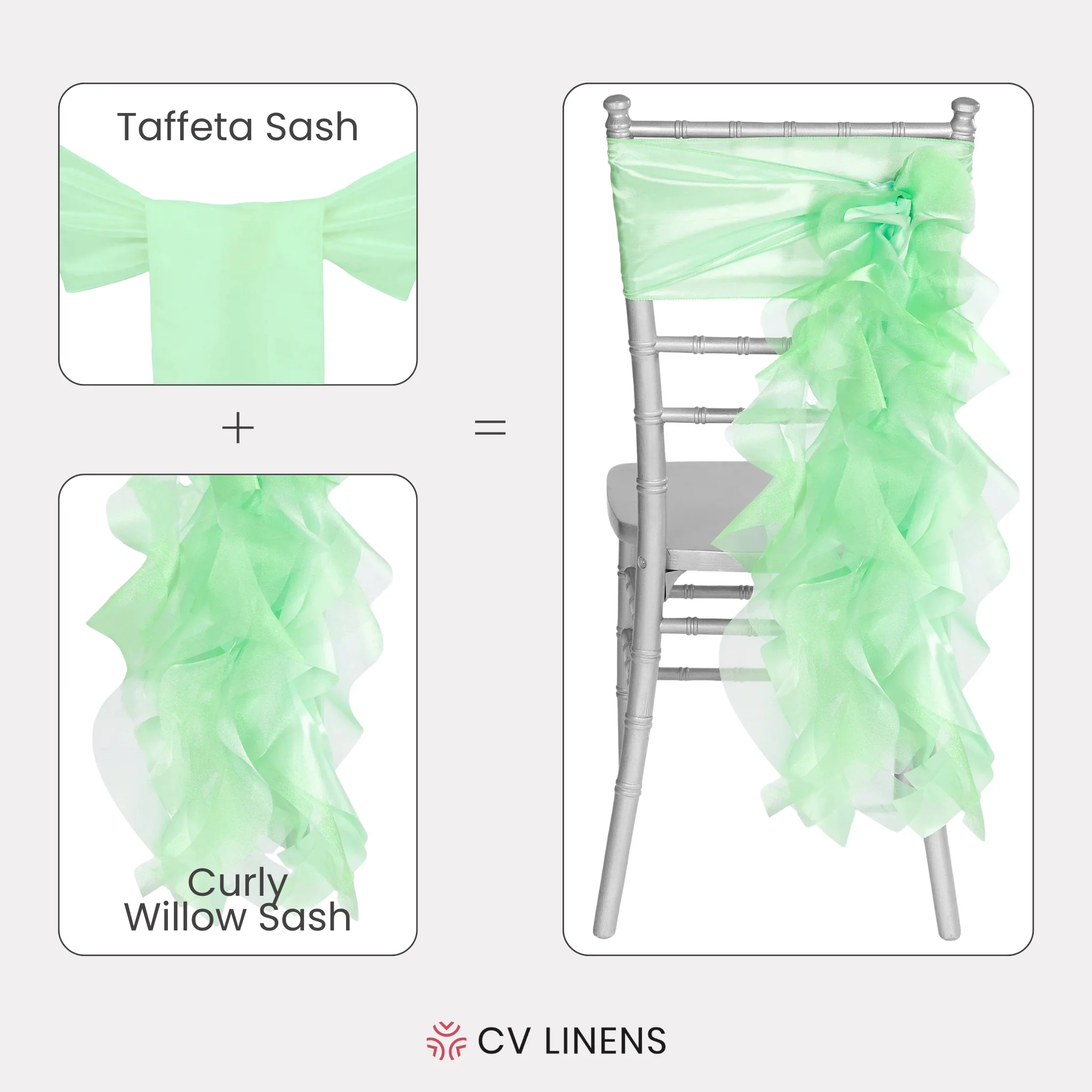 Curly Willow Chair Sash - Mint Green - Image 3