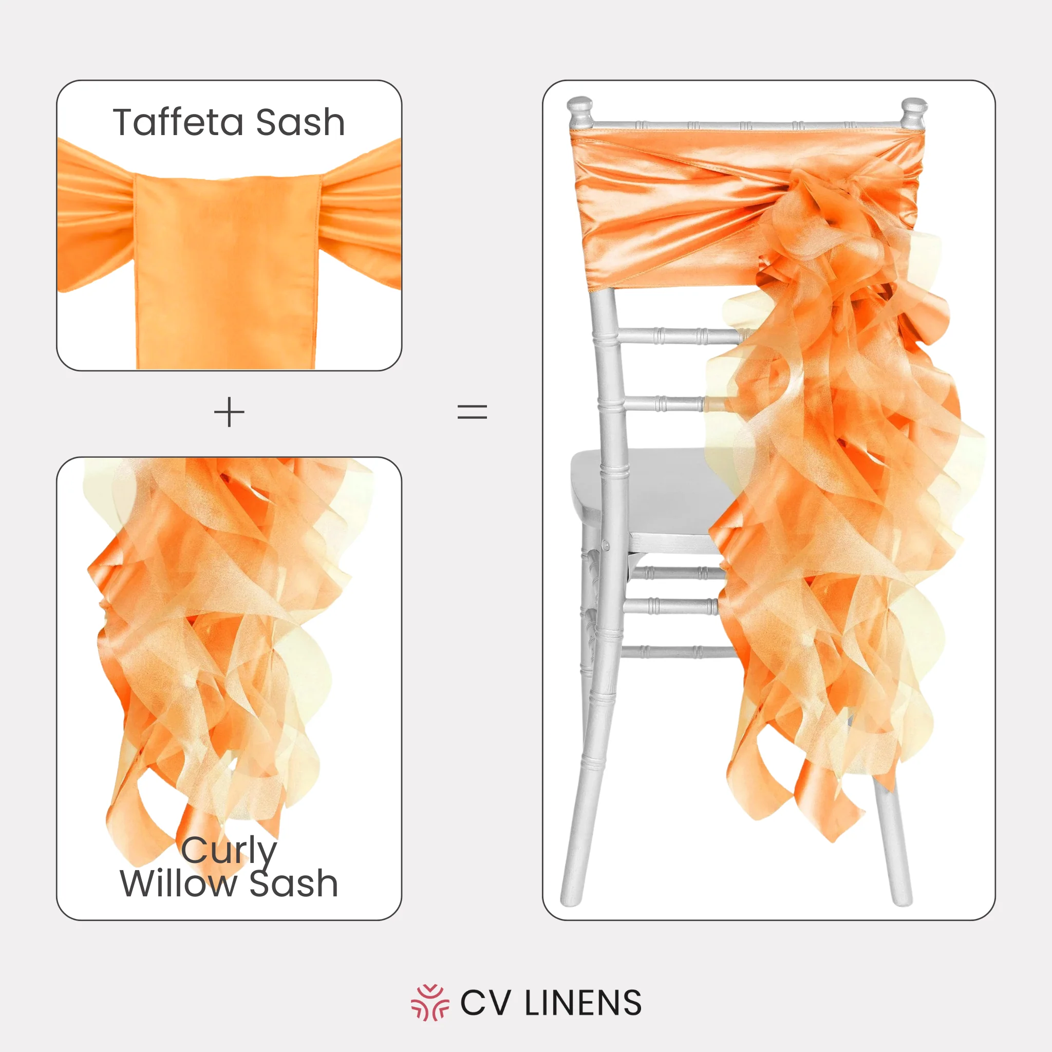 Curly Willow Chair Sash - Orange - Image 3