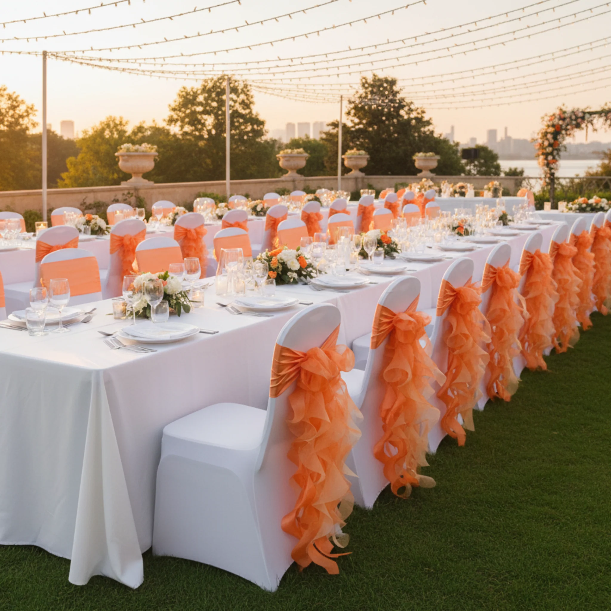 Curly Willow Chair Sash - Orange - Image 6