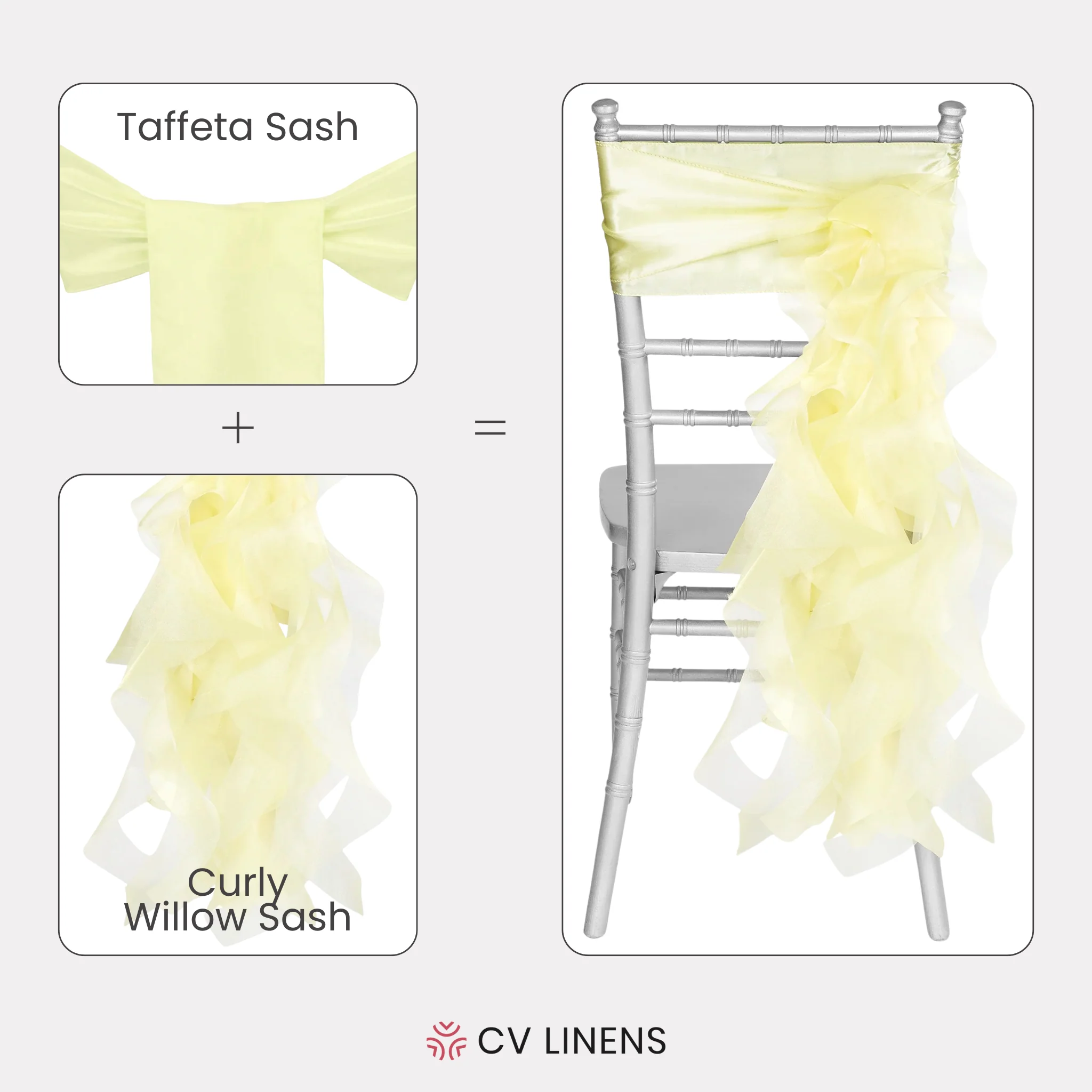 Curly Willow Chair Sash - Pastel Yellow - Image 5
