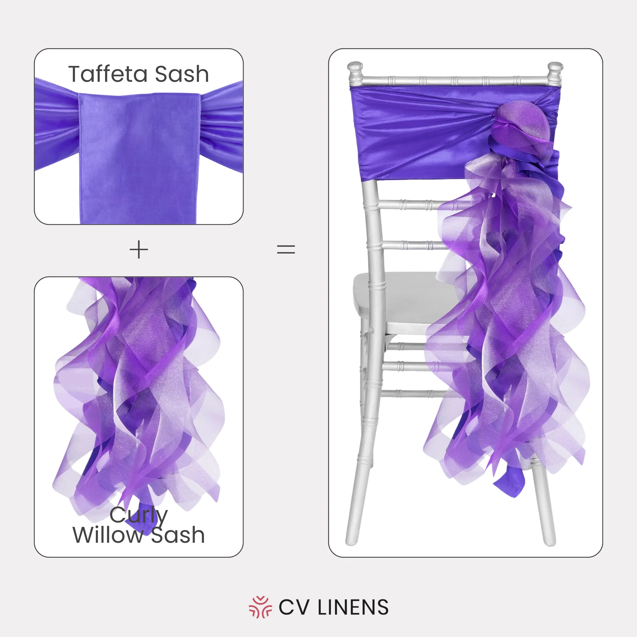 Curly Willow Chair Sash - Purple - Image 3
