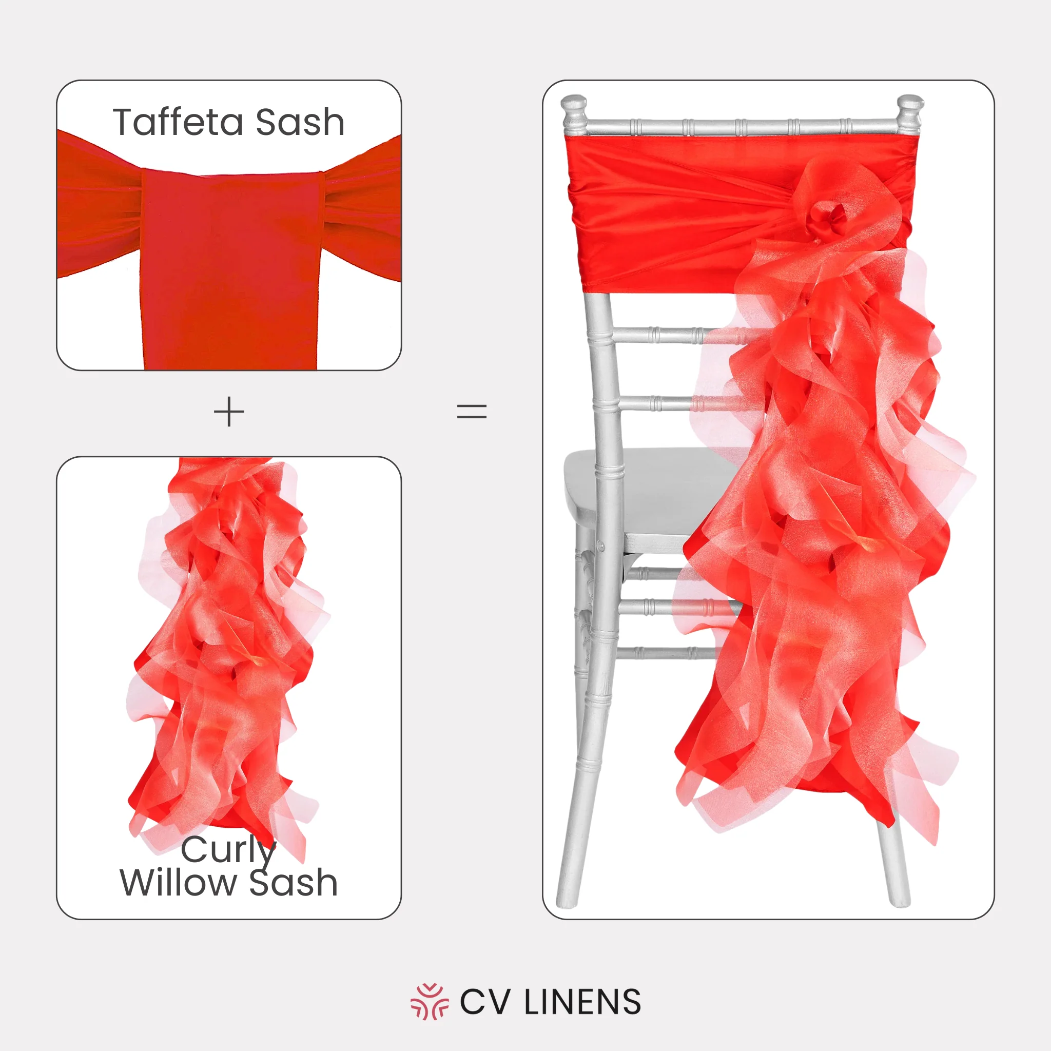 Curly Willow Chair Sash - Red - Image 3