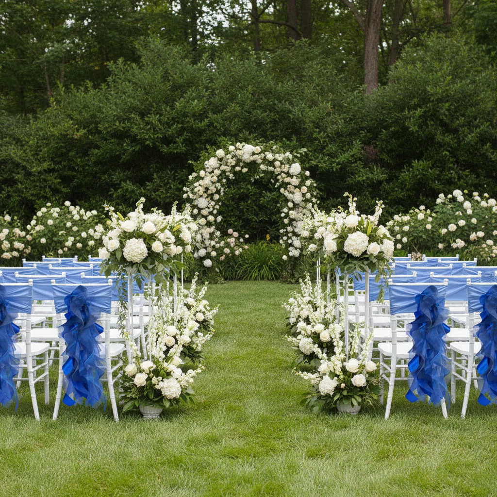 Curly Willow Chair Sash - Royal Blue - Image 4