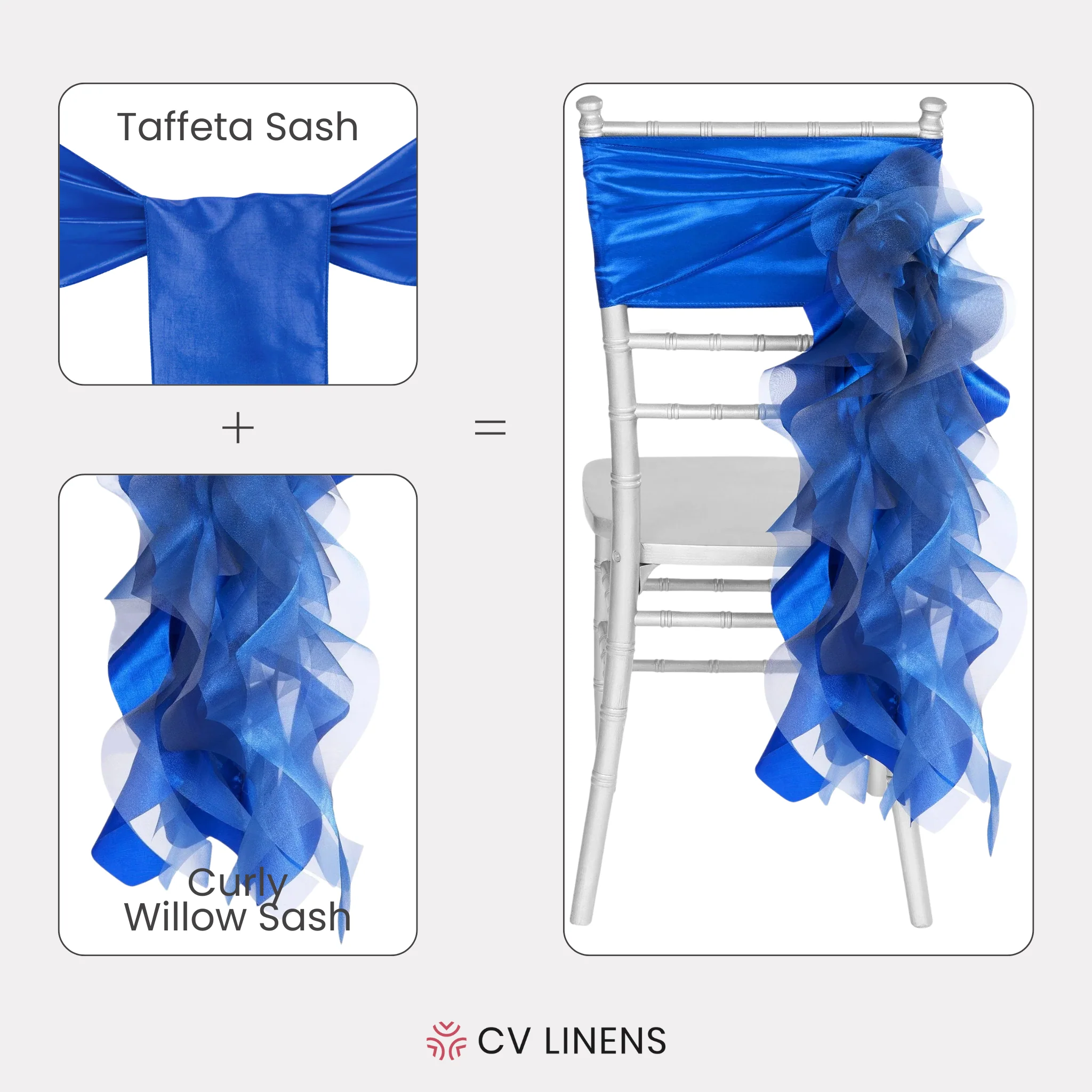Curly Willow Chair Sash - Royal Blue - Image 5