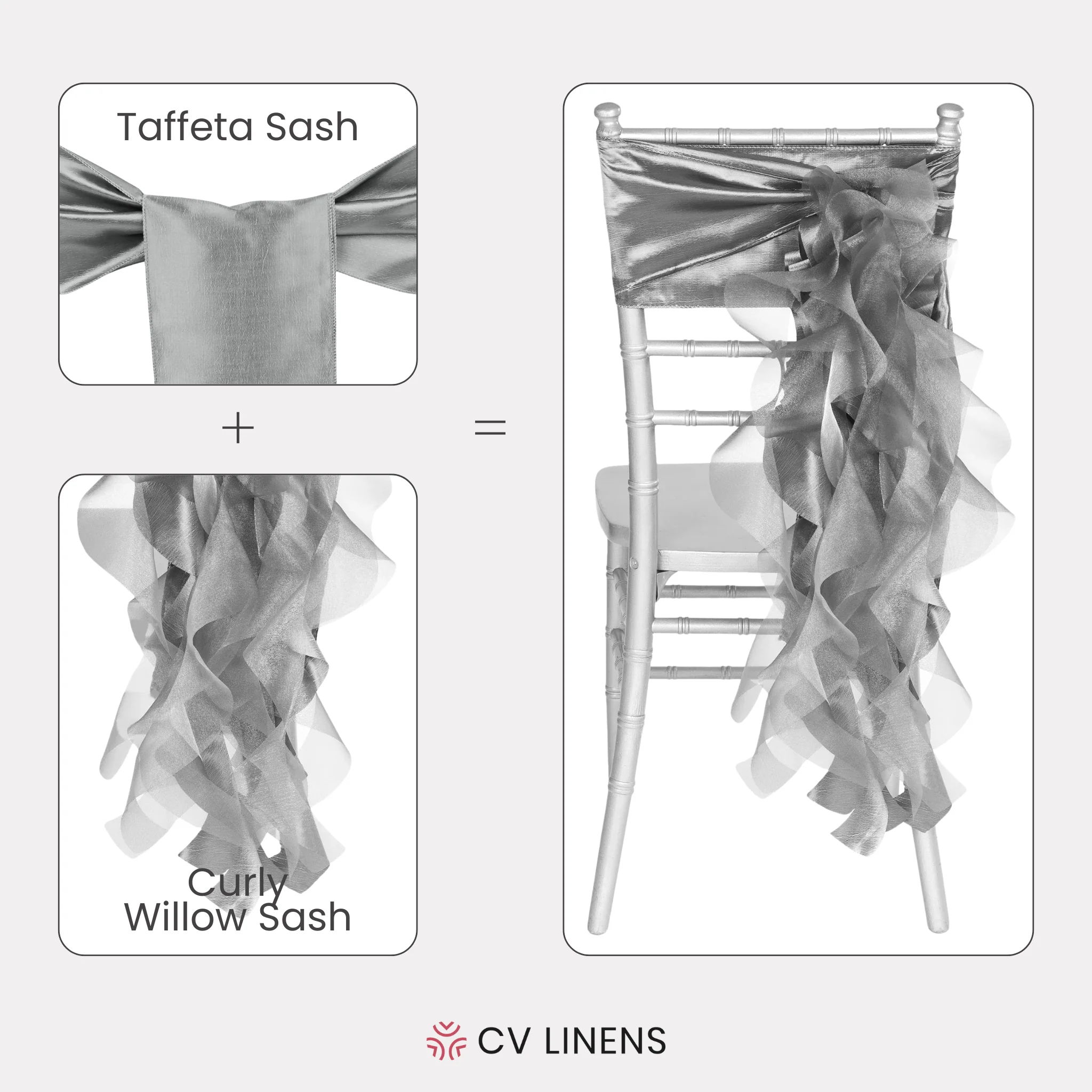Curly Willow Chair Sash - Silver - Image 5