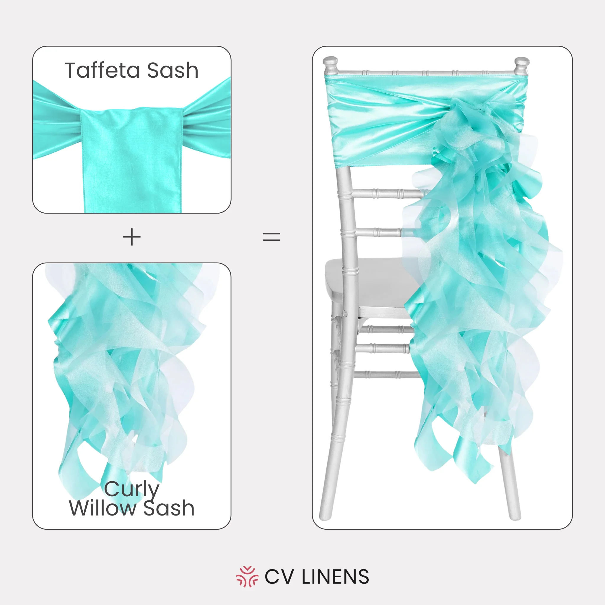 Curly Willow Chair Sash - Turquoise - Image 4