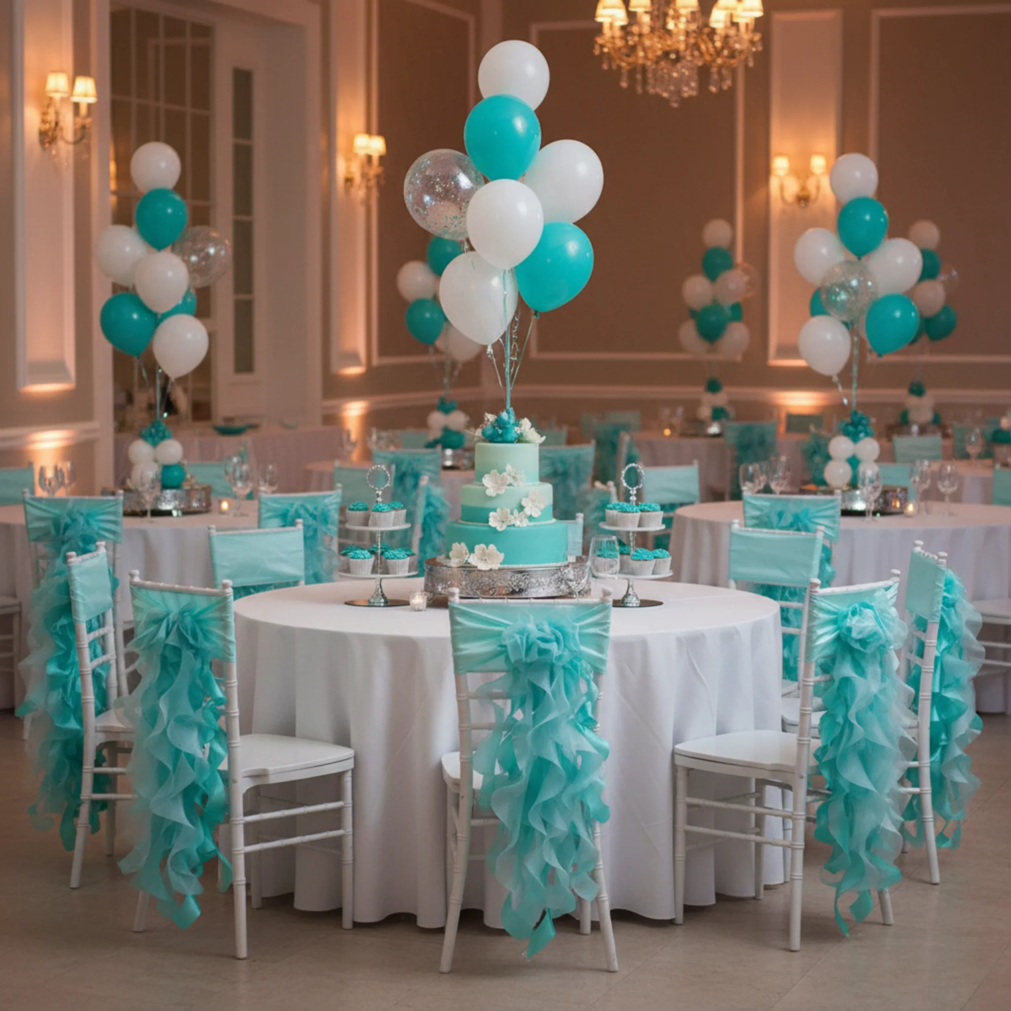 Curly Willow Chair Sash - Turquoise - Image 7