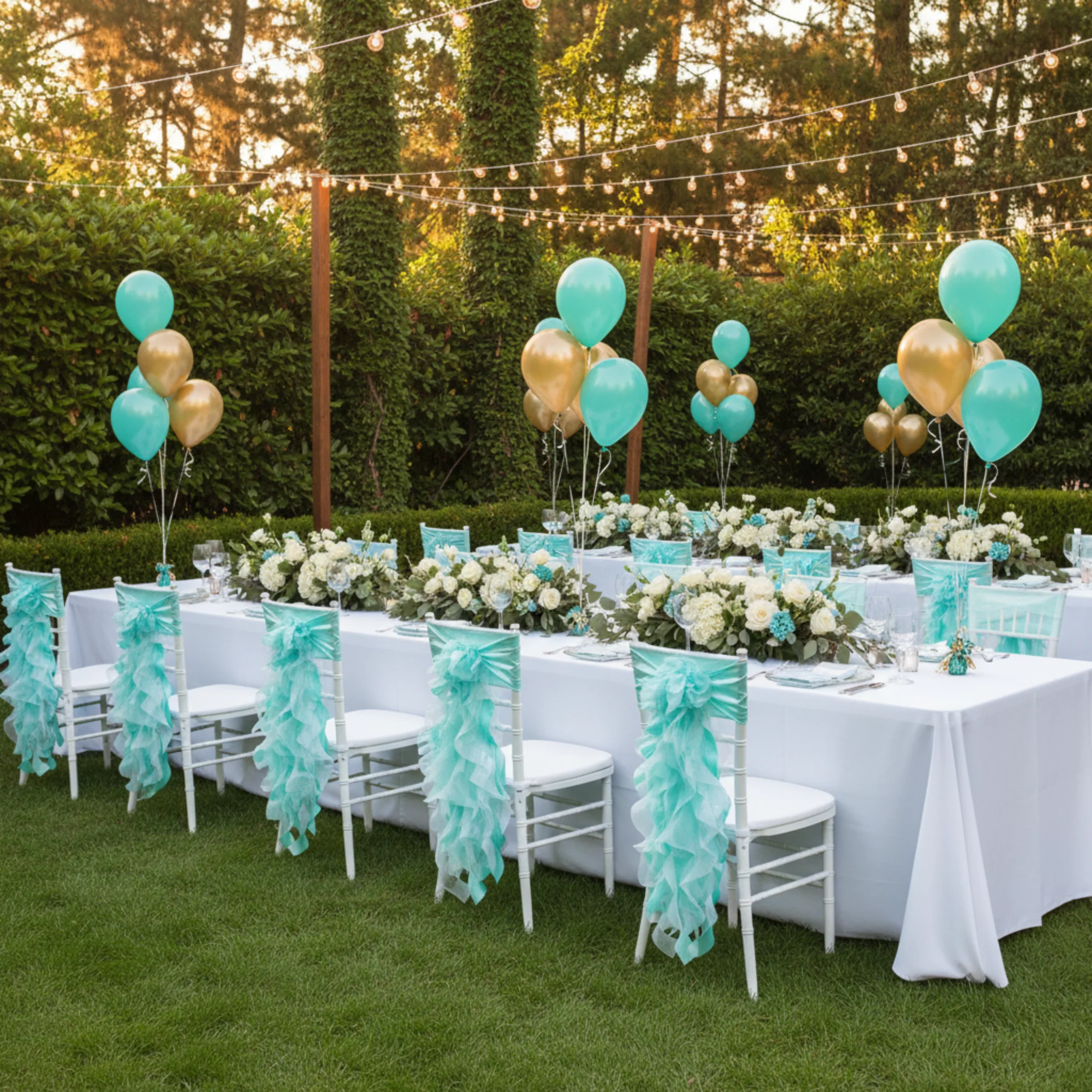 Curly Willow Chair Sash - Turquoise - Image 9