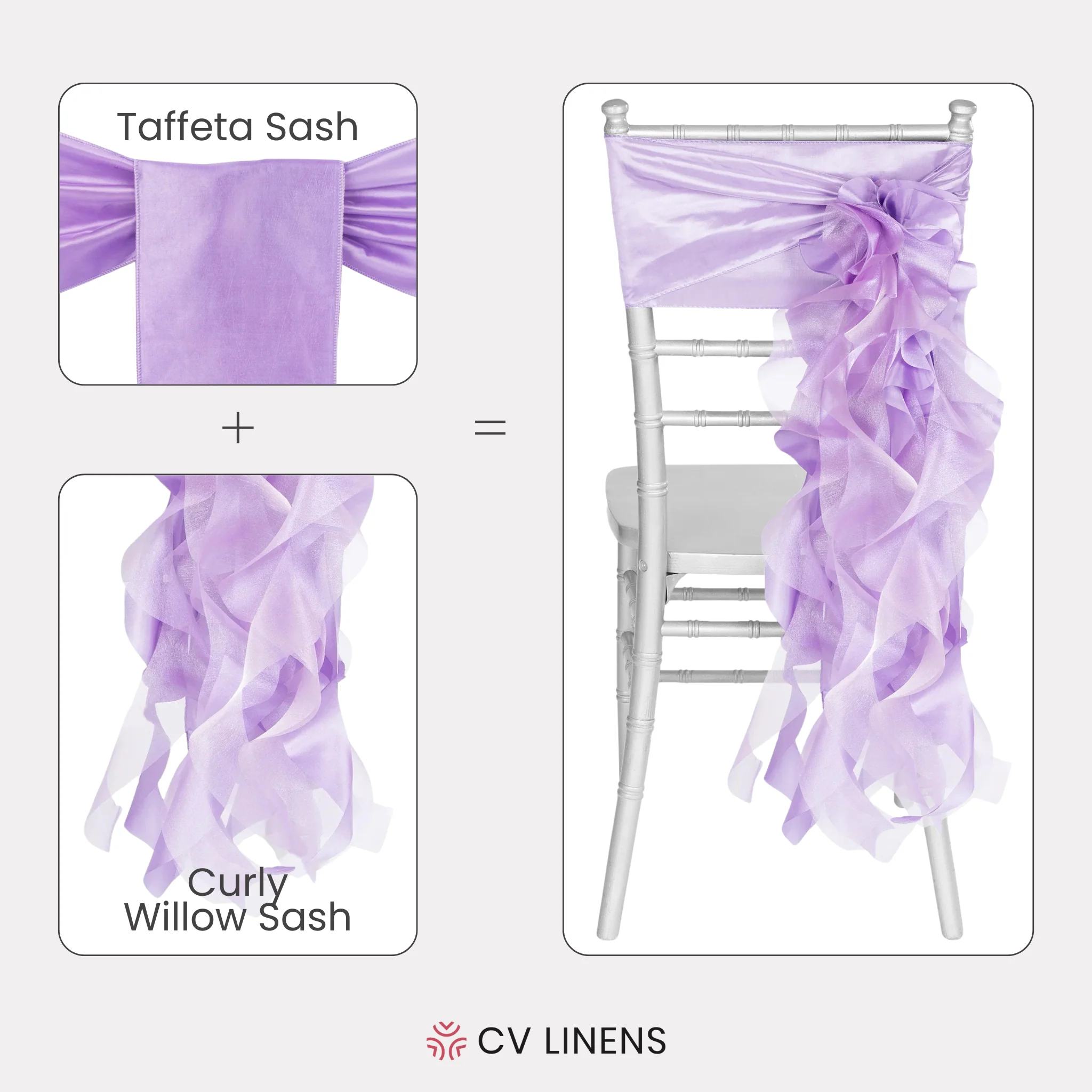 Curly Willow Chair Sash - Victorian Lilac/Wisteria - Image 4