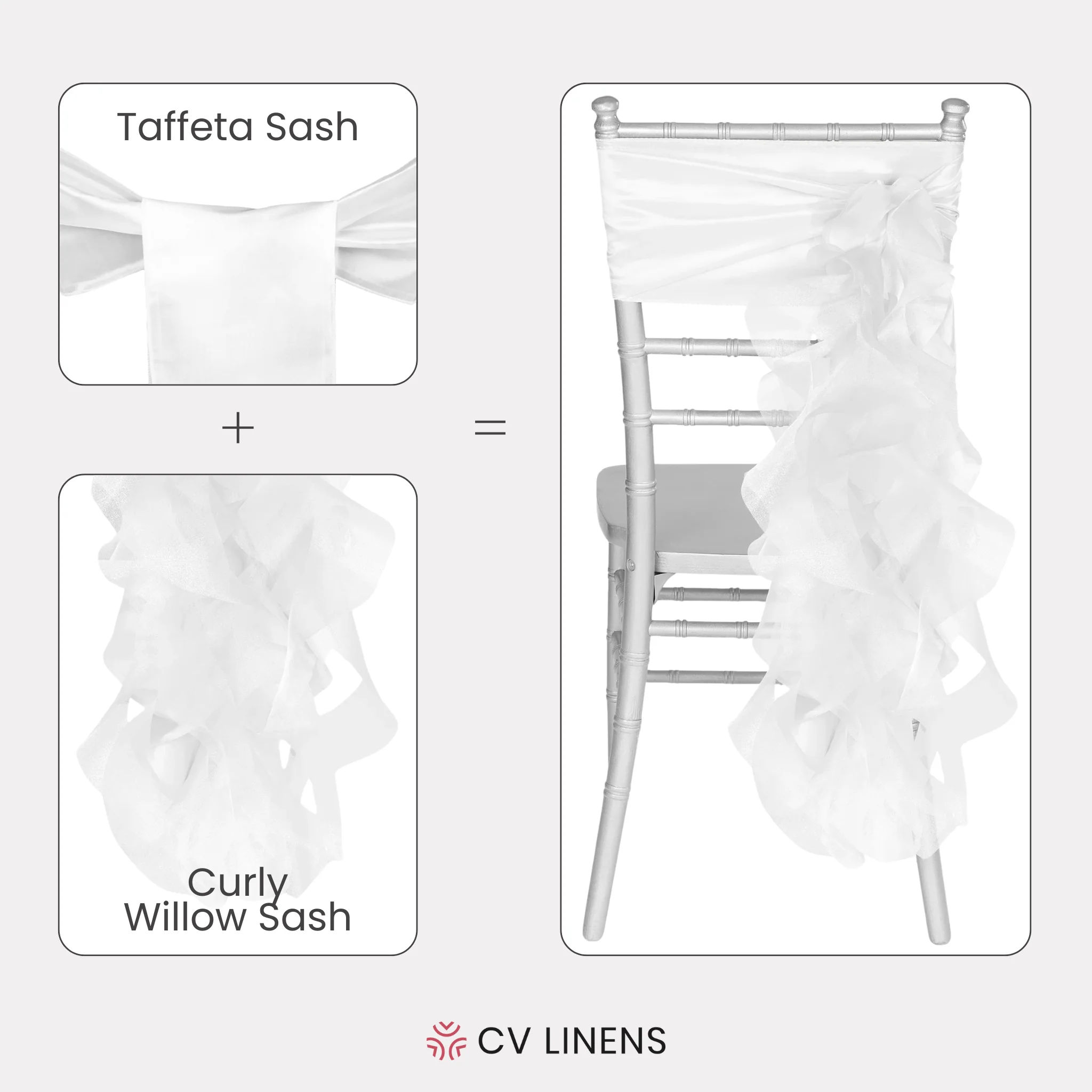 Curly Willow Chair Sash - White - Image 4