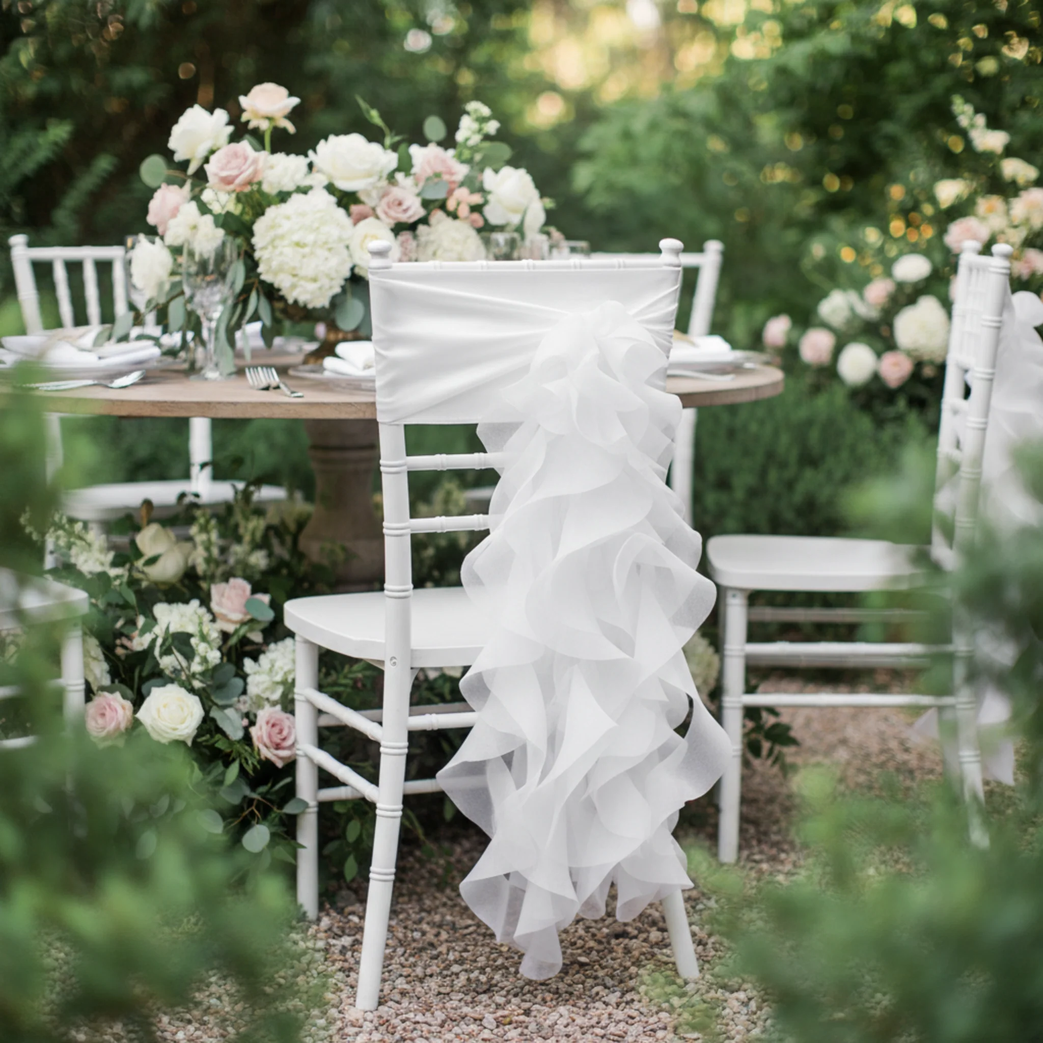 Curly Willow Chair Sash - White - Image 8