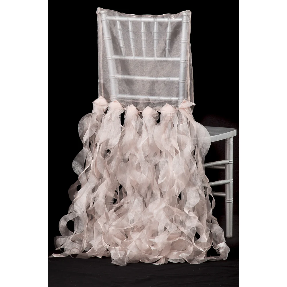 Curly Willow Chiavari Chair Back Slip Cover - Blush/Rose Gold