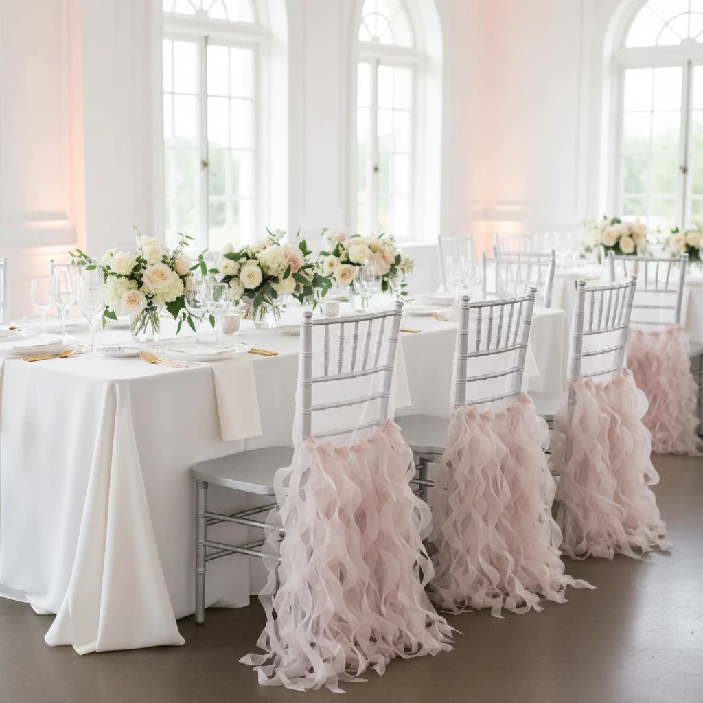 Curly Willow Chiavari Chair Back Slip Cover - Blush/Rose Gold - Image 2