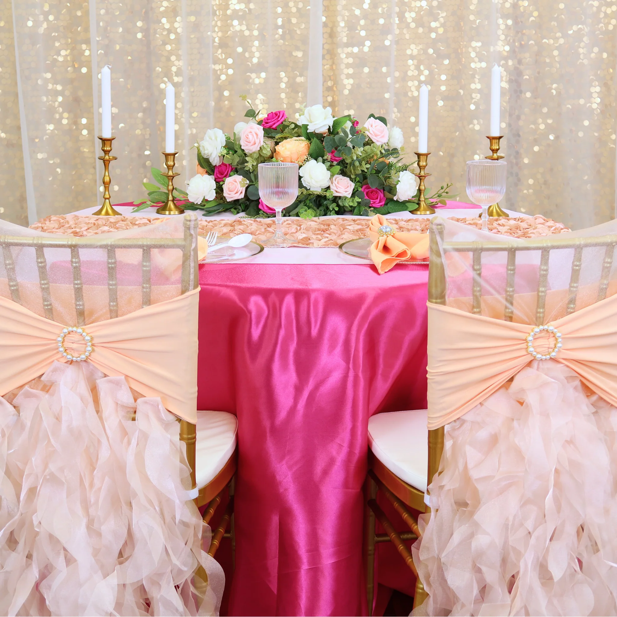Curly Willow Chiavari Chair Back Slip Cover - Blush/Rose Gold - Image 6