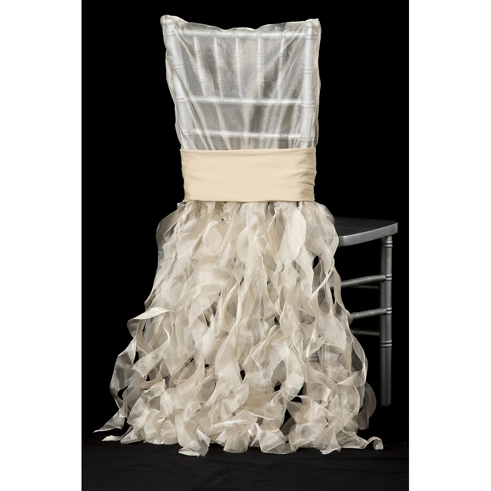 Curly Willow Chiavari Chair Back Slip Cover - Champagne - Image 4
