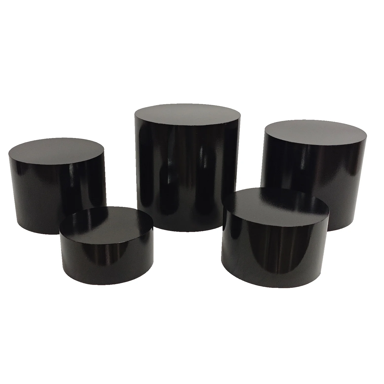 Black Cylinder Round Pedestal Cake/Dessert Display Stands 5 pcs/set