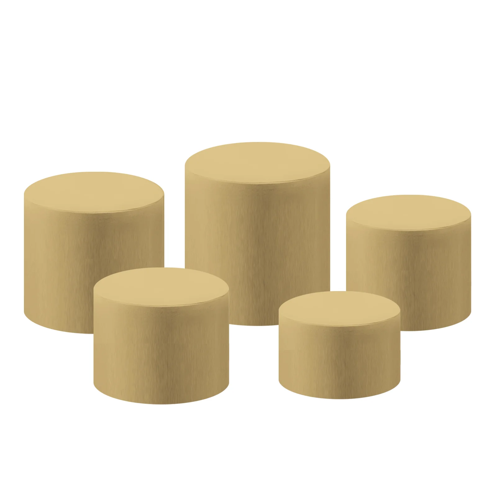 Spandex Covers for Cylinder Metal Cake/Dessert Pedestal Stands 5 pcs/set - Champagne