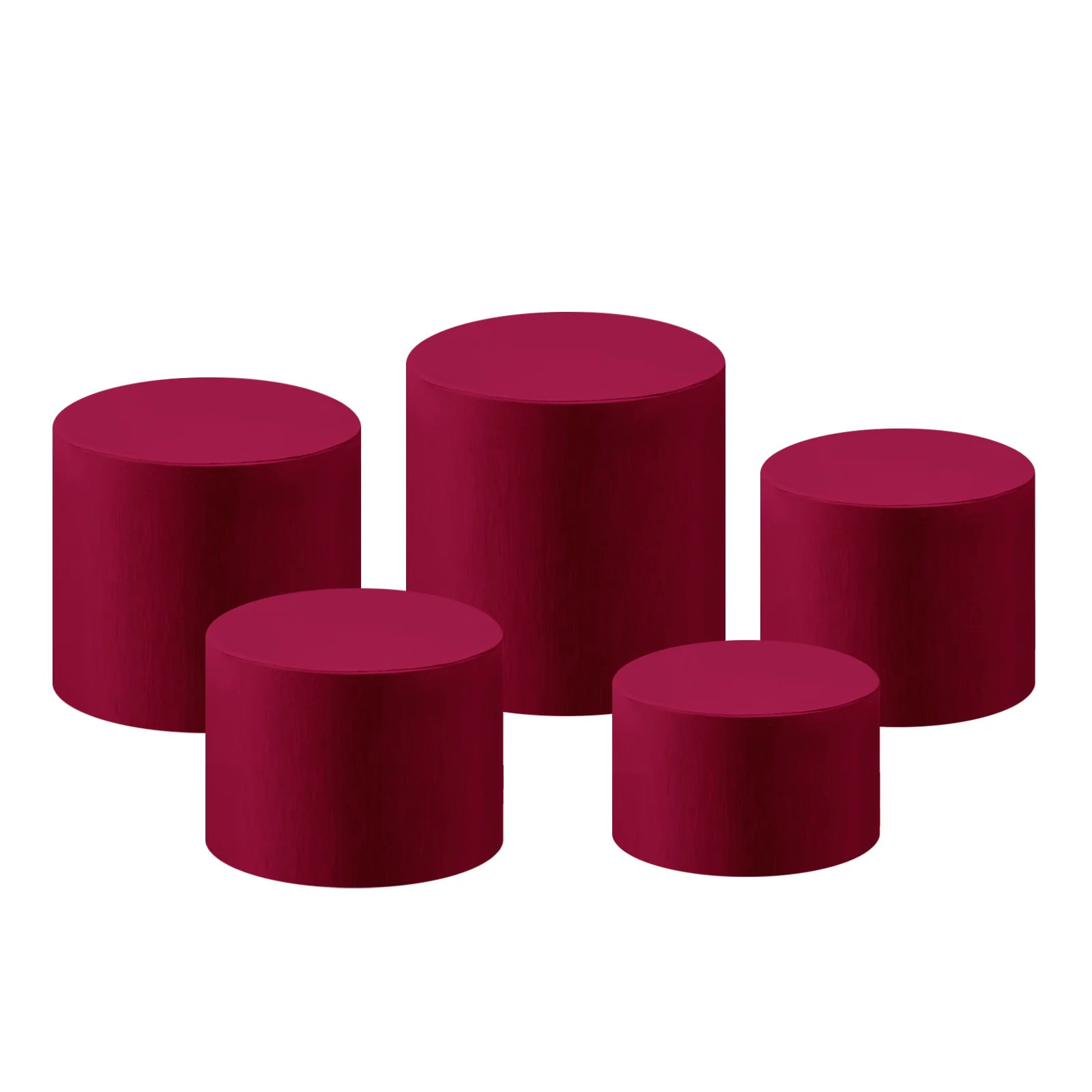 Spandex Covers for Cylinder Metal Cake/Dessert Pedestal Stands 5 pcs/set - Fuchsia