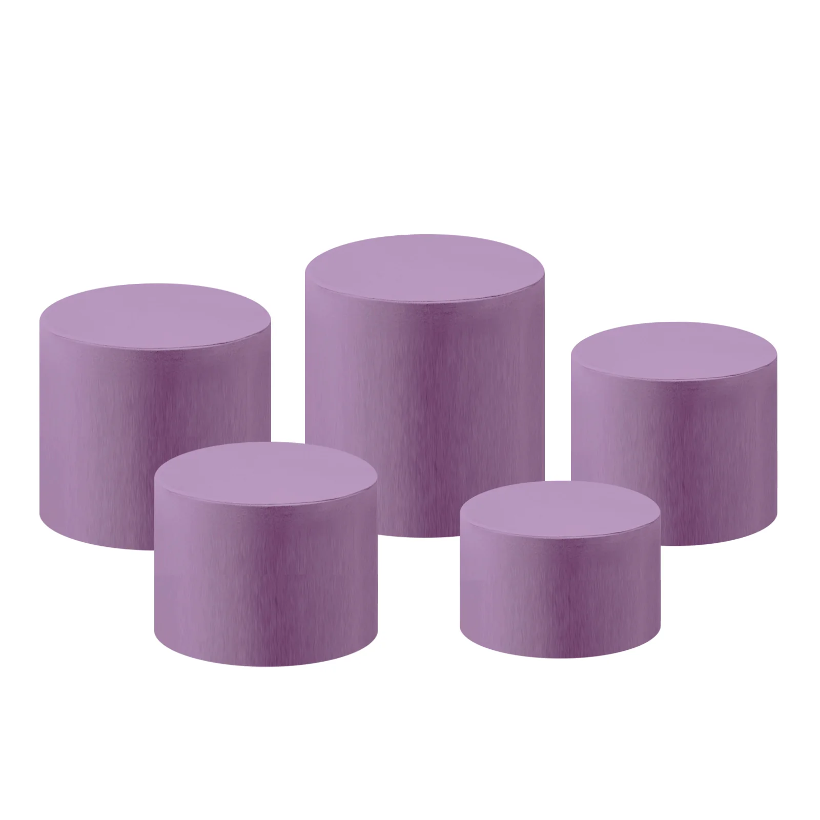 Spandex Covers for Cylinder Metal Cake/Dessert Pedestal Stands 5 pcs/set - Lavender