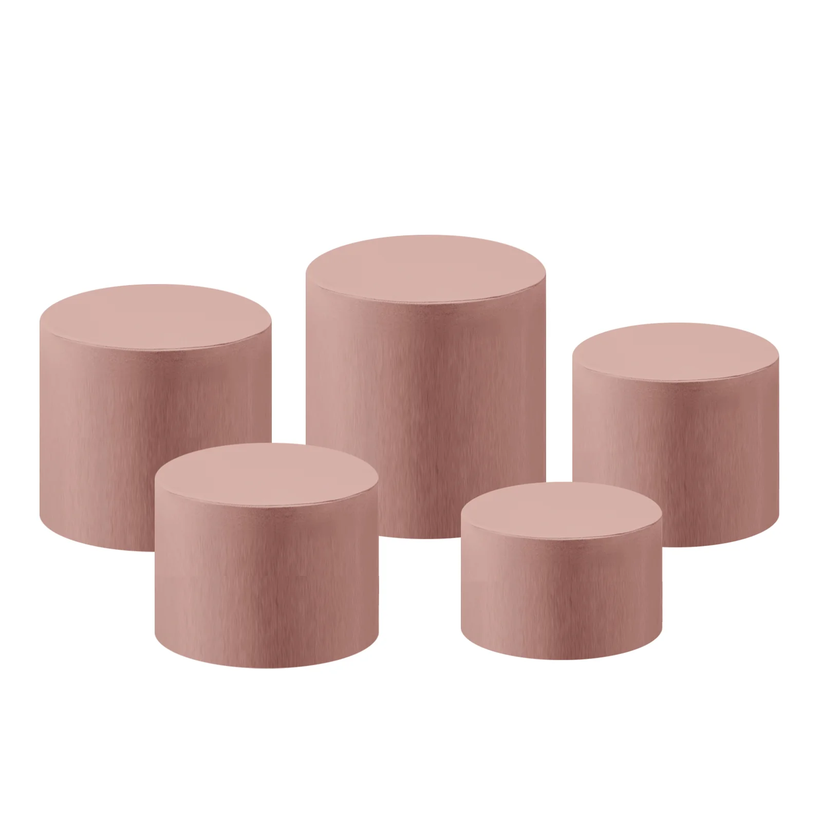 Spandex Covers for Cylinder Metal Cake/Dessert Pedestal Stands 5 pcs/set - Pink