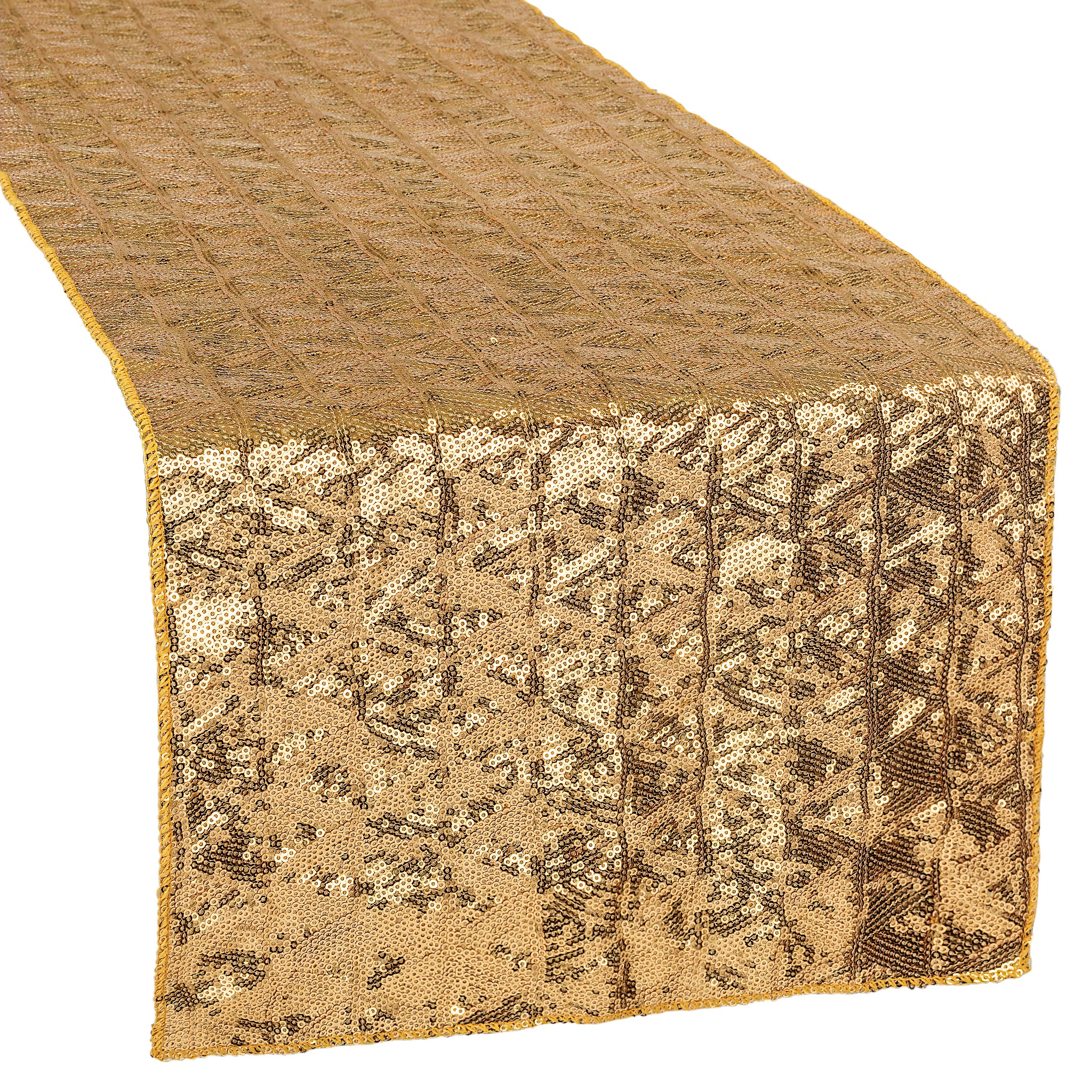 Diamond Glitz Sequin Table Runner - Gold