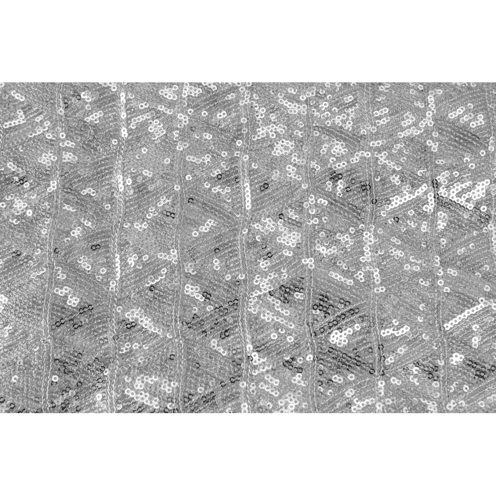 Diamond Glitz Sequins 120" Round Tablecloth - Silver - Image 2