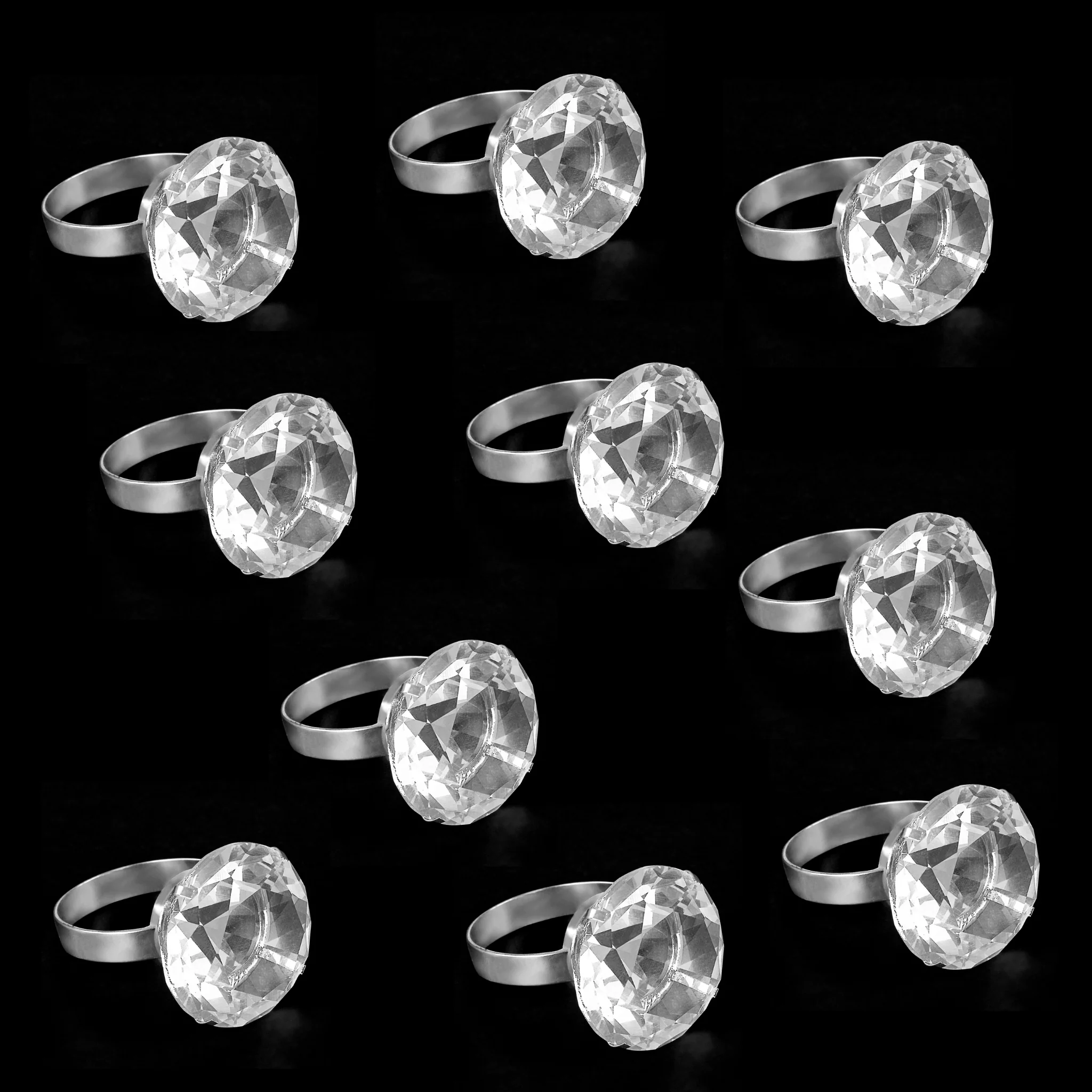 10 pc/pk Diamond Ring Napkin Rings Holder - Silver - Image 2