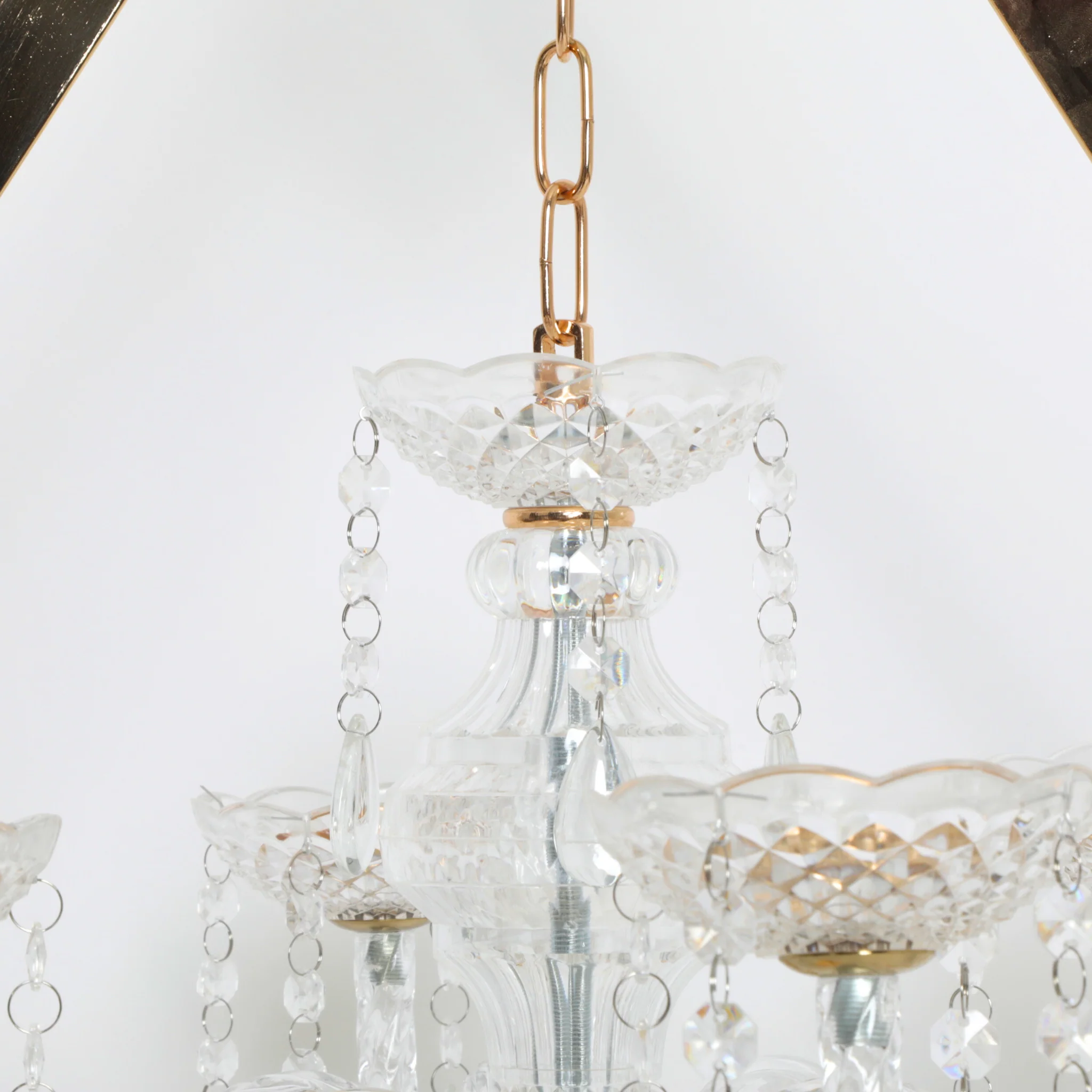 Diamond Shape Centerpiece with Hanging Chandelier - Gold - Image 5