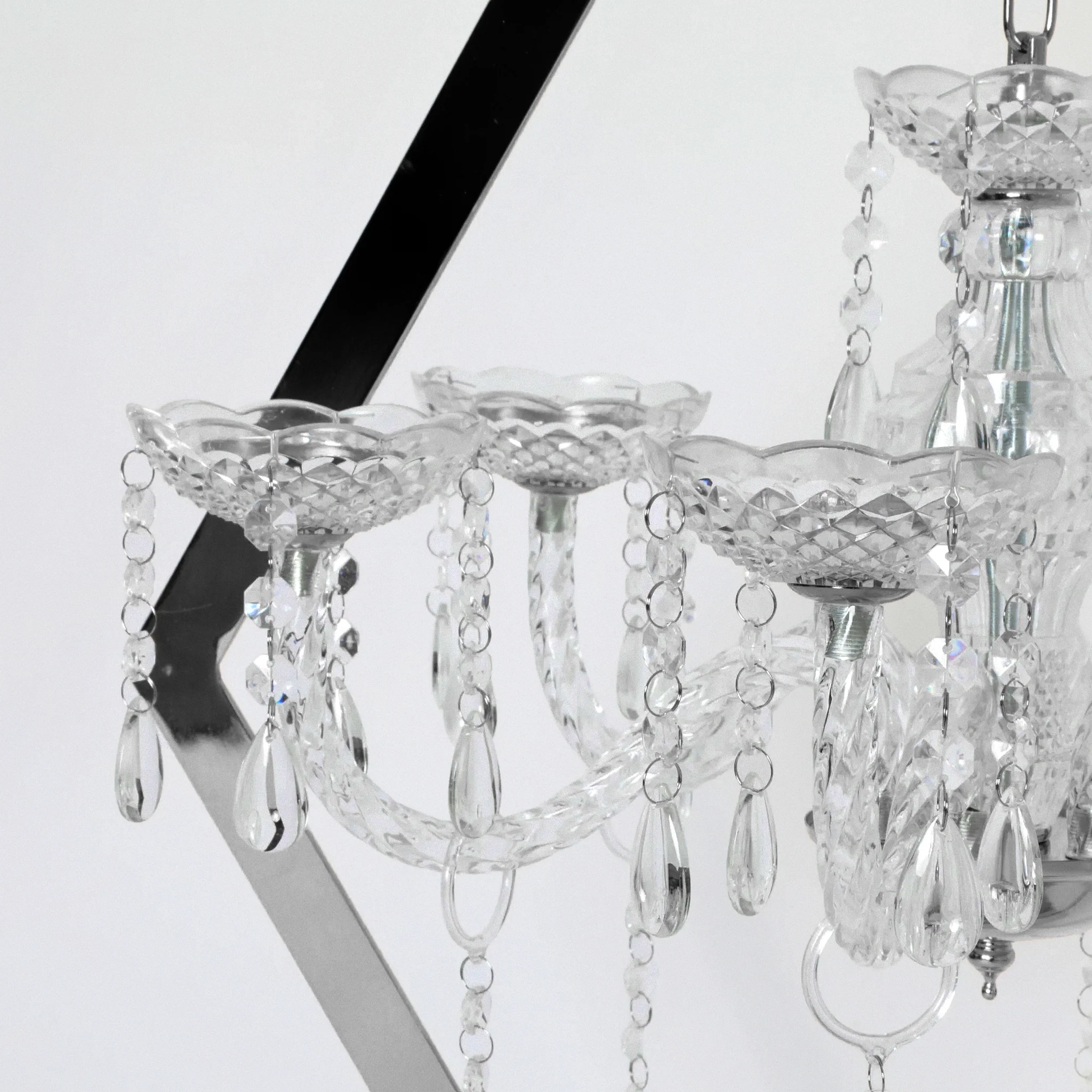Diamond Shape Centerpiece with Hanging Chandelier - Silver - Image 4