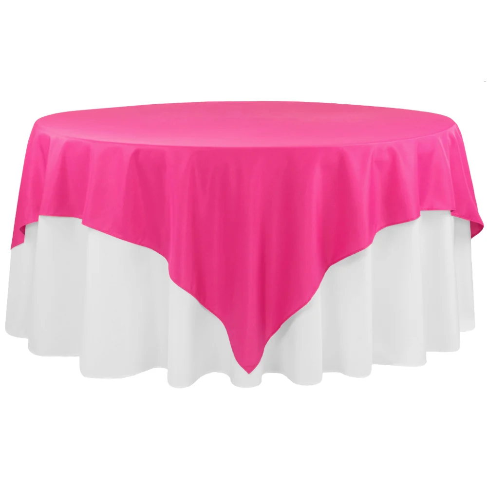 Economy Polyester Table Overlay Topper/Tablecloth 90"x90" Square - Fuchsia