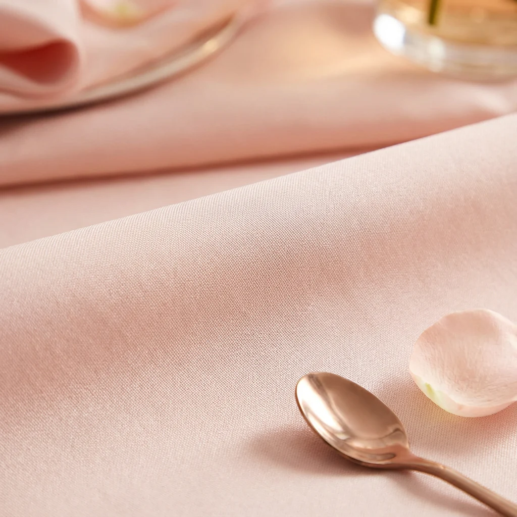 Economy Polyester Tablecloth 108" Round - Blush/Rose Gold - Image 4