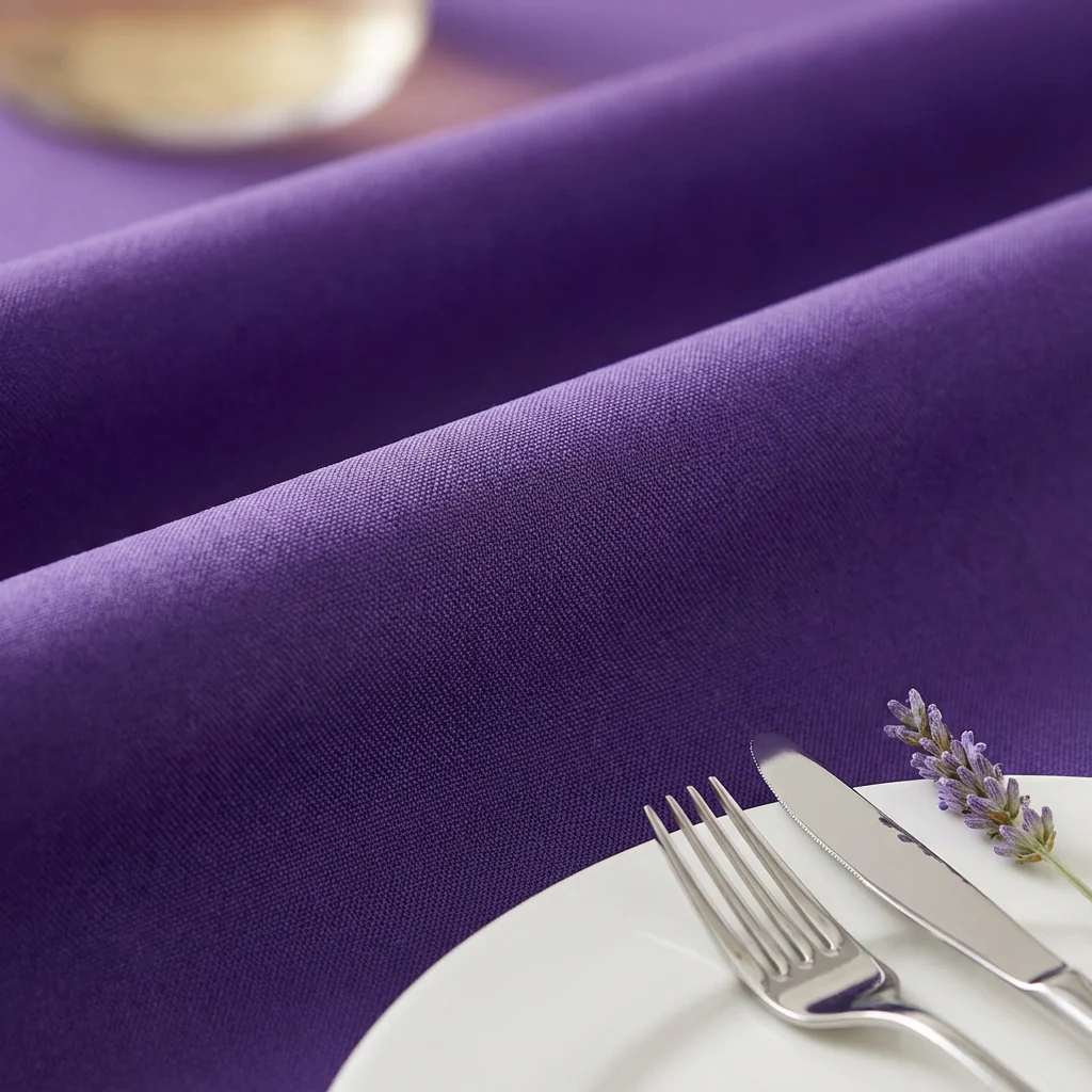 Economy Polyester Tablecloth 108" Round - Purple - Image 4