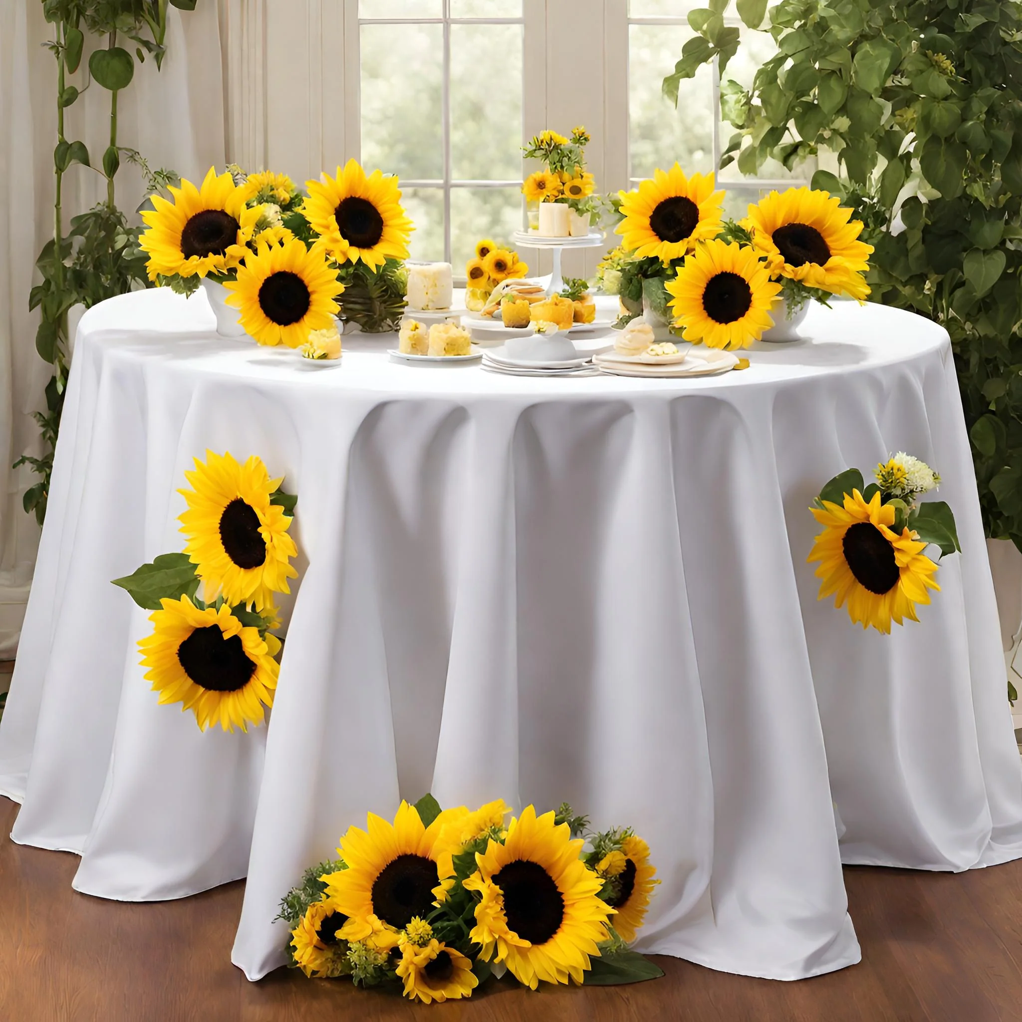Economy Polyester Tablecloth 108" Round - White - Image 4