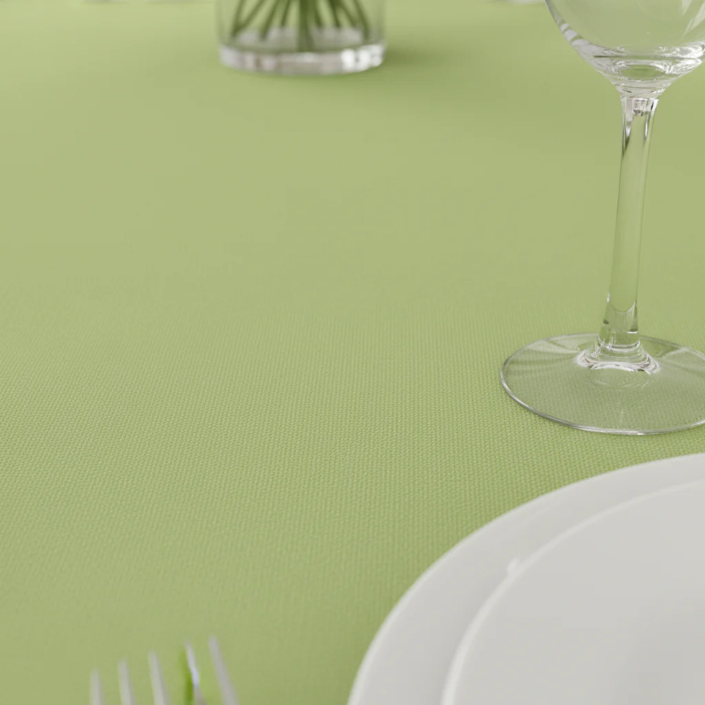 Economy Polyester Tablecloth 120" Round - Apple Green - Image 4