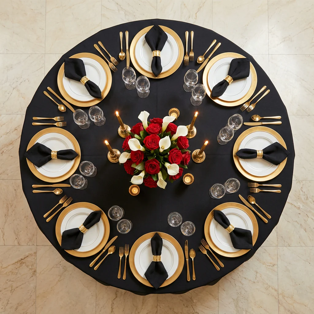 Economy Polyester Tablecloth 120" Round - Black - Image 3