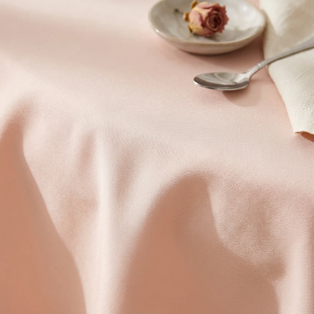 Economy Polyester Tablecloth 120" Round - Blush/Rose Gold - Image 4