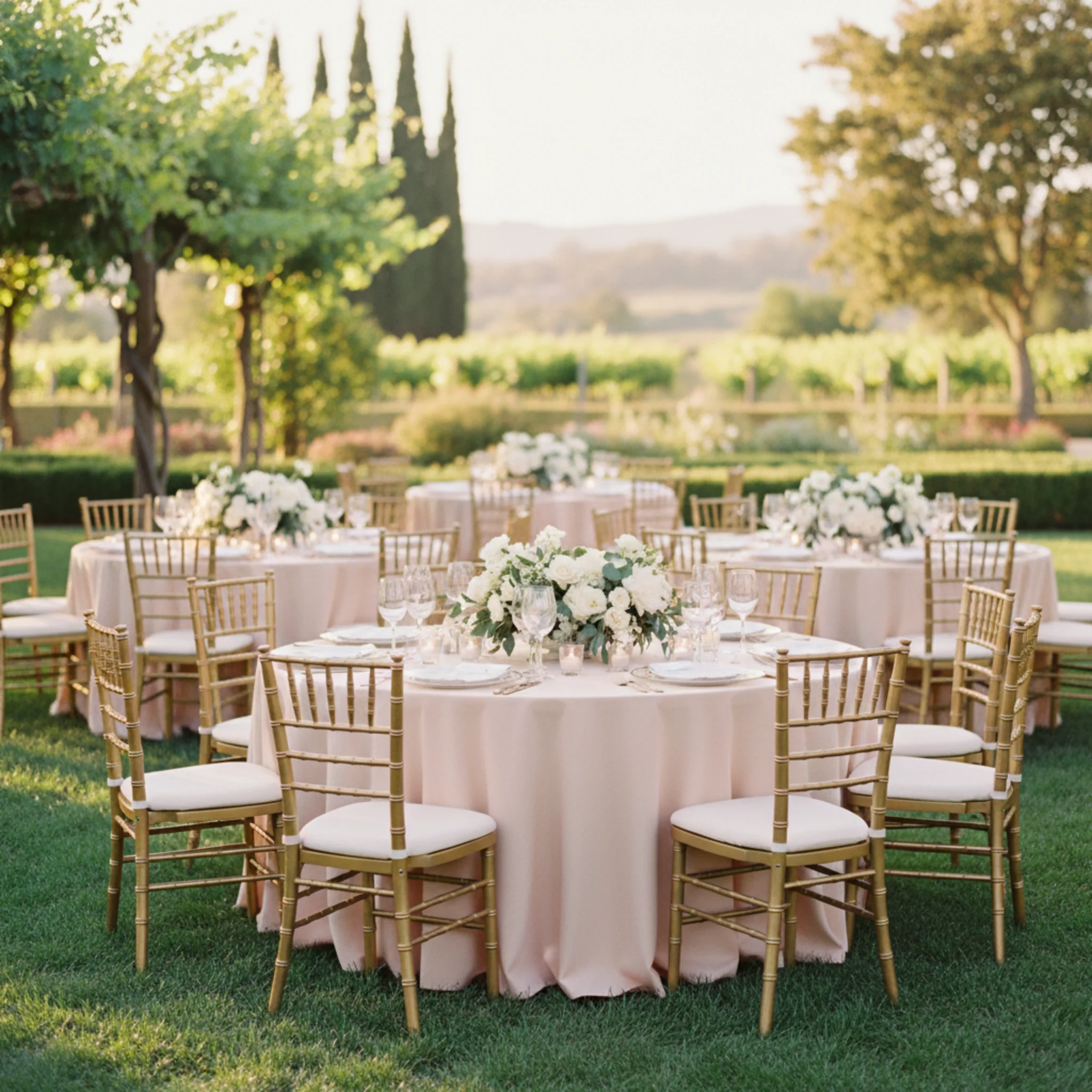 Economy Polyester Tablecloth 120" Round - Blush/Rose Gold - Image 5
