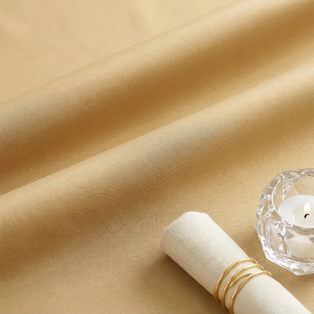 Economy Polyester Tablecloth 120" Round - Gold - Image 4