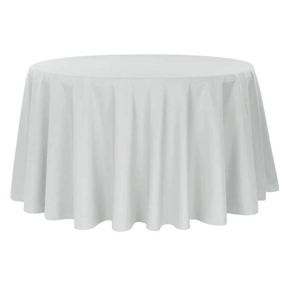 Economy Polyester Tablecloth 120" Round - Gray/Silver