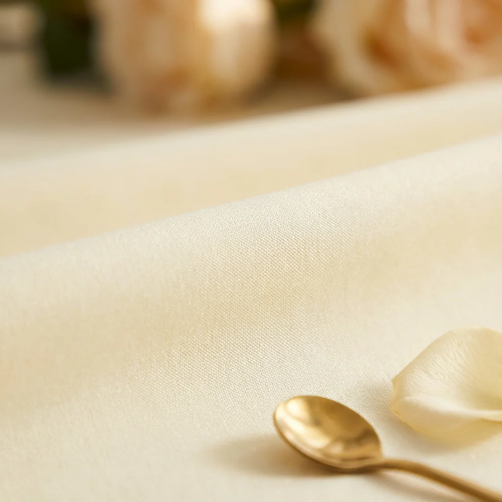 Economy Polyester Tablecloth 120" Round - Ivory - Image 4