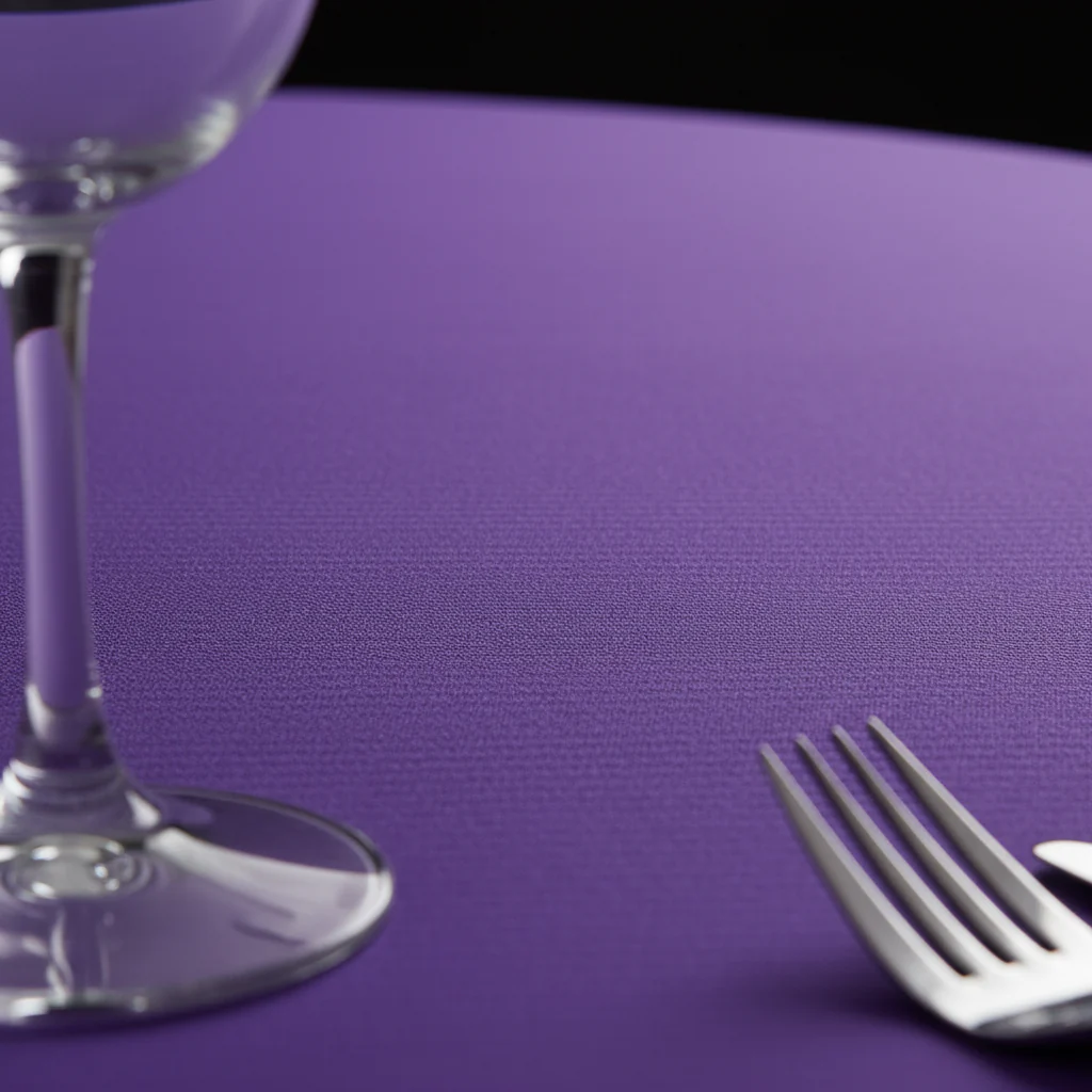 Economy Polyester Tablecloth 120" Round - Purple - Image 4
