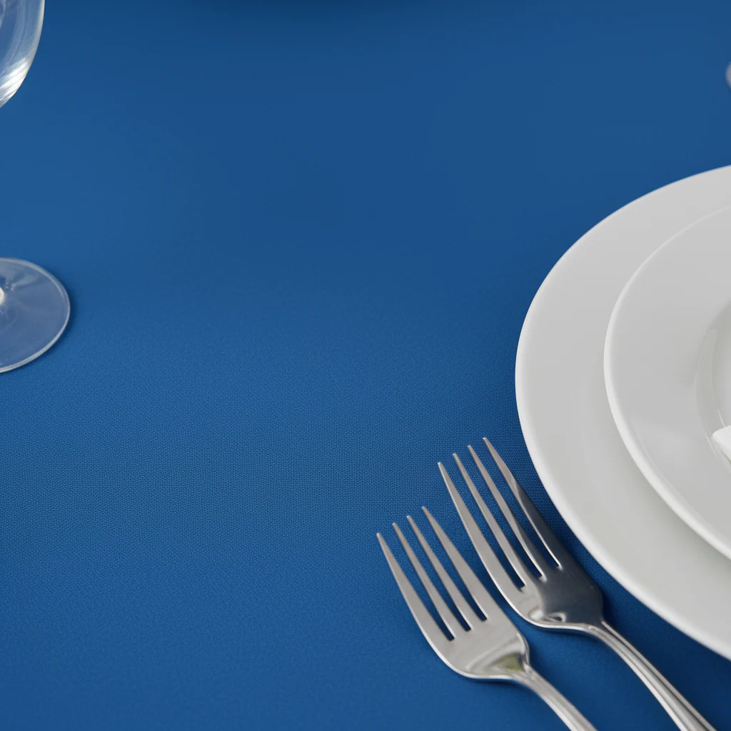 Economy Polyester Tablecloth 120" Round - Royal Blue - Image 4